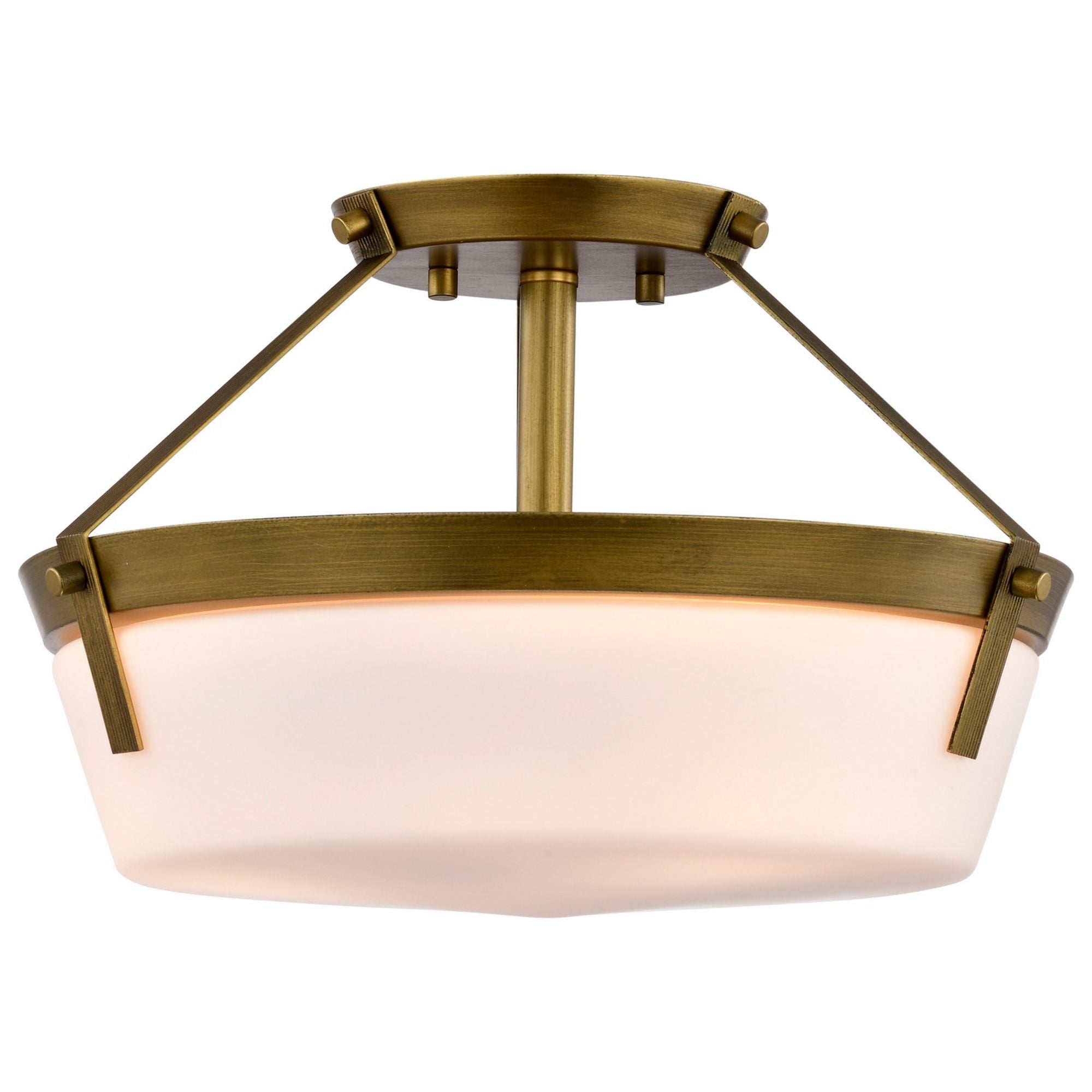 Rowen 15" 3 lights Semi-flush Mount, Natural Brass Finish - Bees Lighting