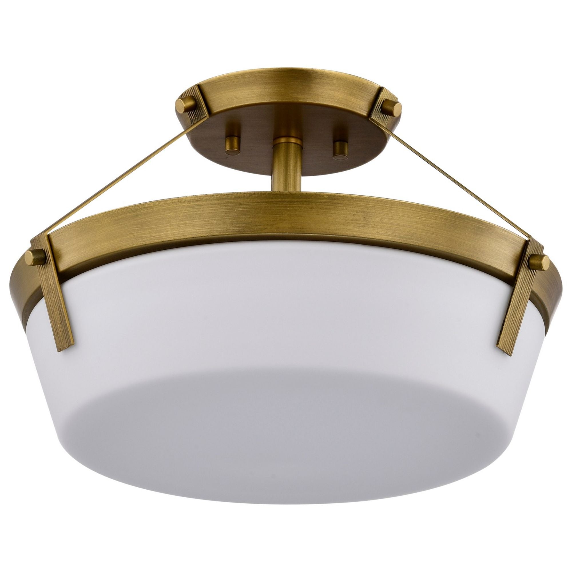 Rowen 15" 3 lights Semi-flush Mount, Natural Brass Finish - Bees Lighting