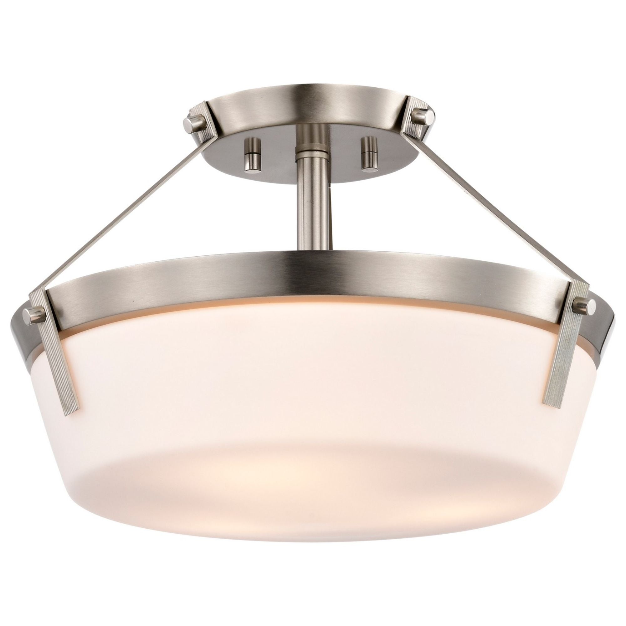 Rowen 15" 3 lights Semi-flush Mount, Brushed Nickel Finish - Bees Lighting