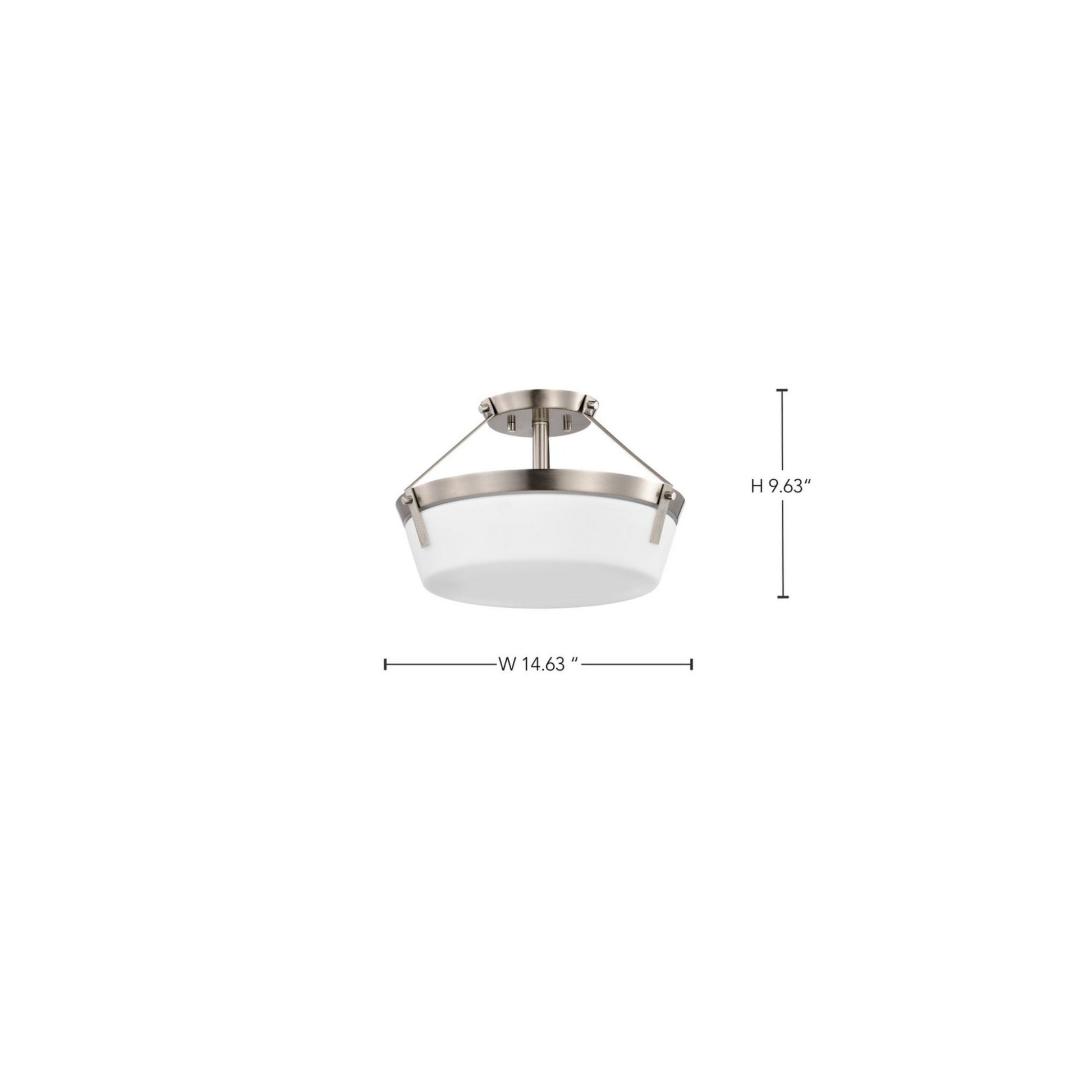 Rowen 15" 3 lights Semi-flush Mount, Brushed Nickel Finish - Bees Lighting