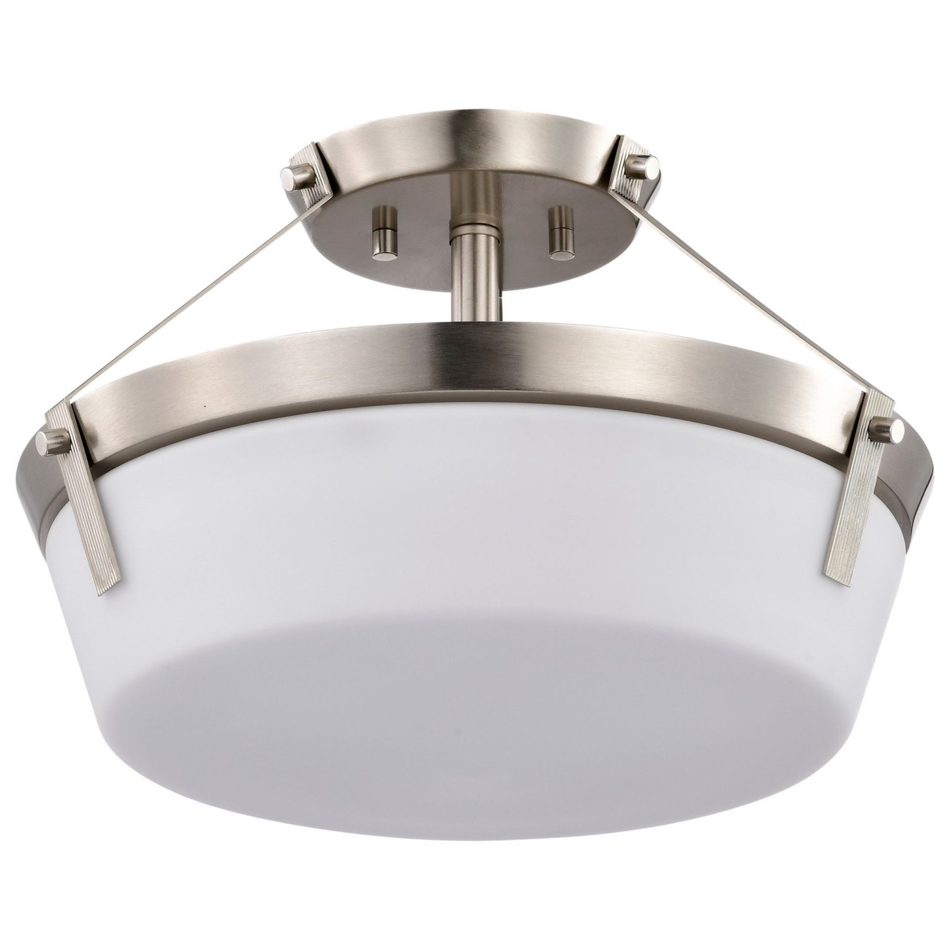 Rowen 15" 3 lights Semi-flush Mount, Brushed Nickel Finish - Bees Lighting