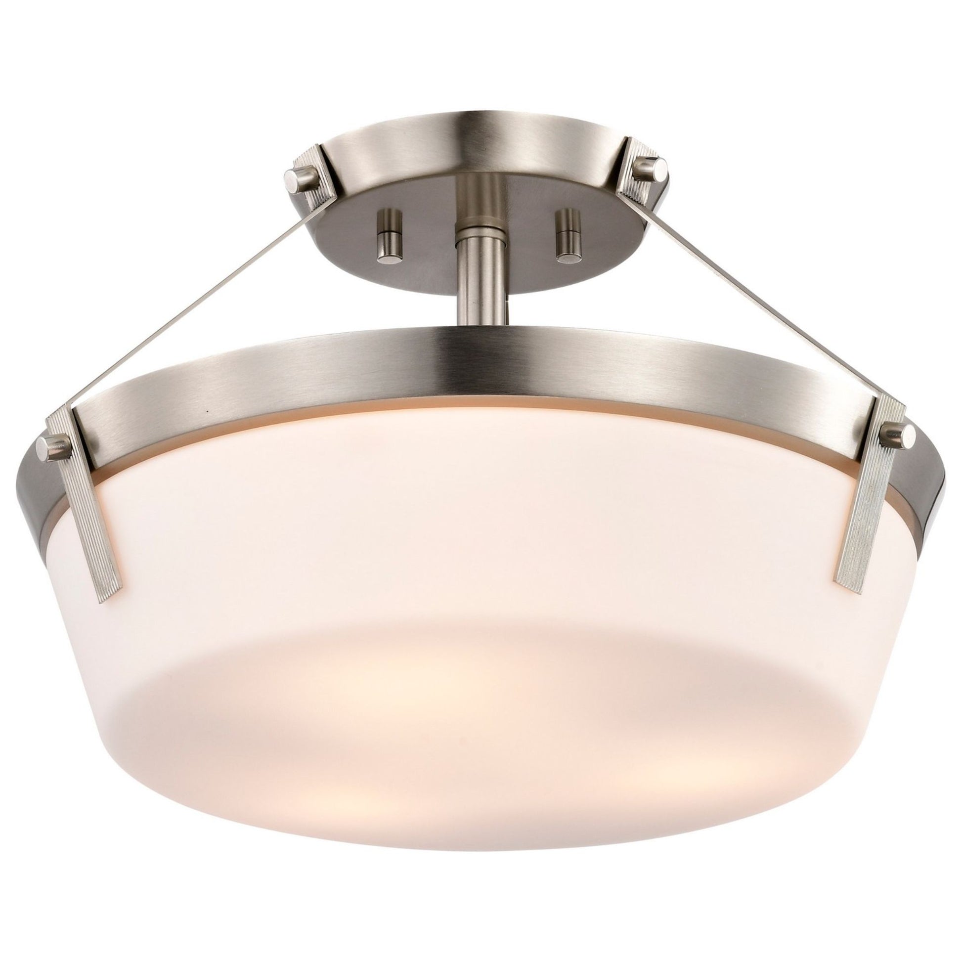 Rowen 15" 3 lights Semi-flush Mount, Brushed Nickel Finish - Bees Lighting