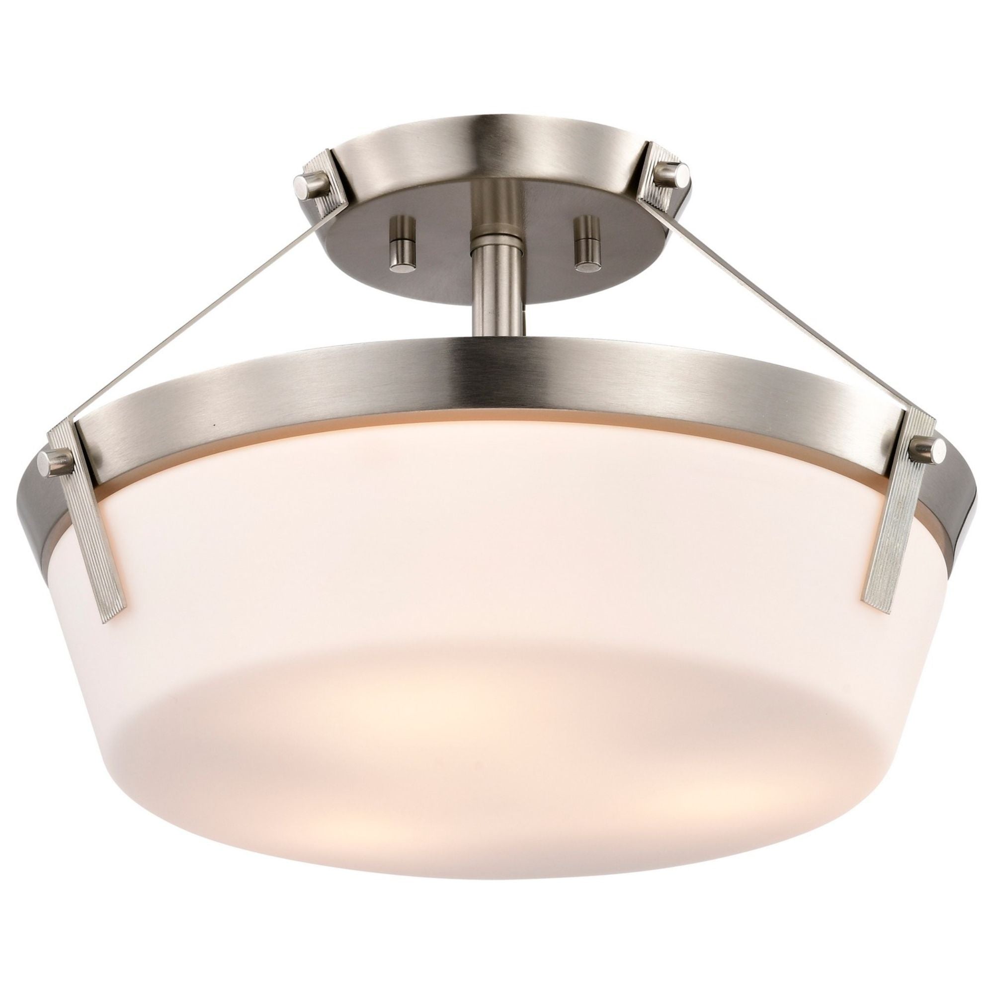 Rowen 15" 3 lights Semi-flush Mount, Brushed Nickel Finish - Bees Lighting