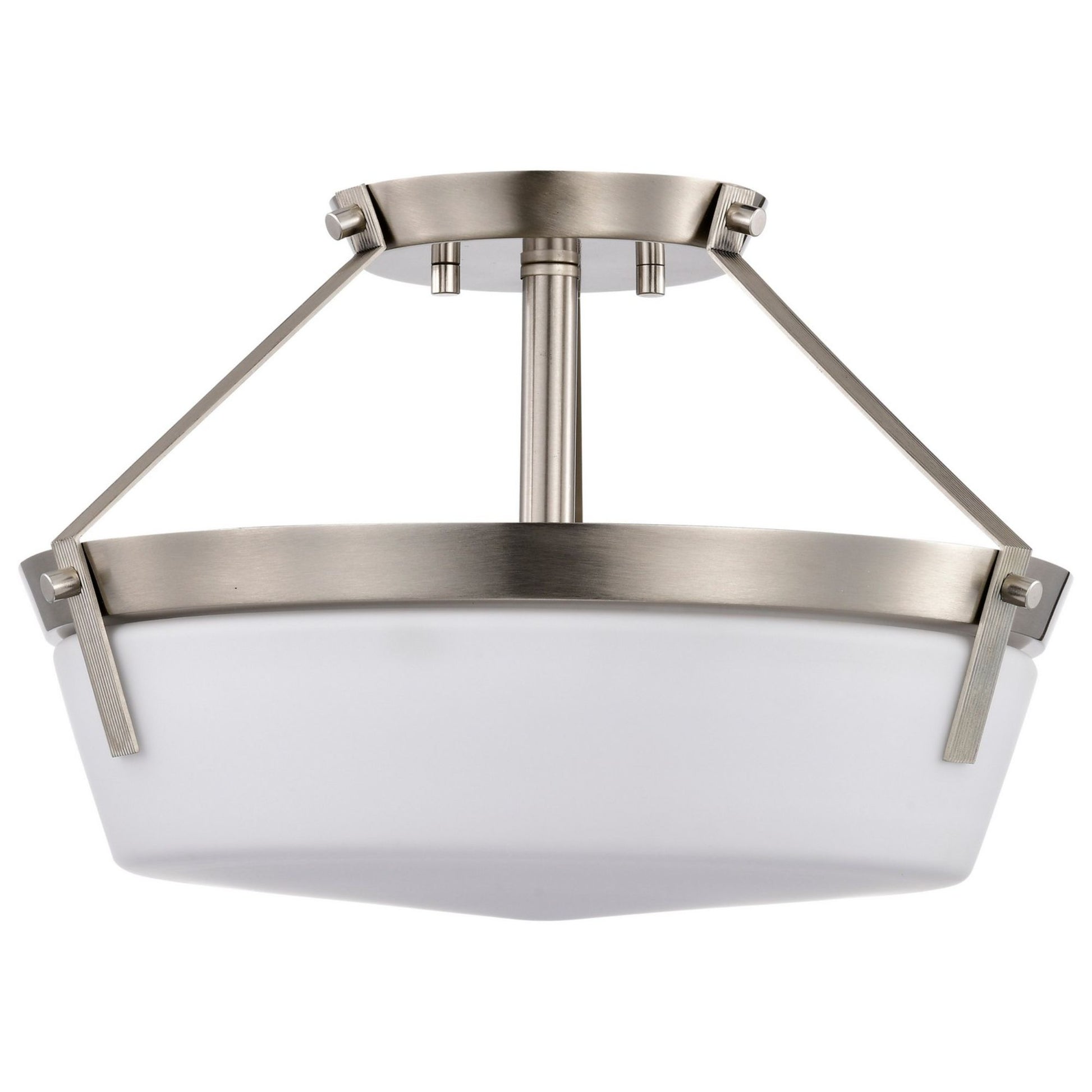 Rowen 15" 3 lights Semi-flush Mount, Brushed Nickel Finish - Bees Lighting
