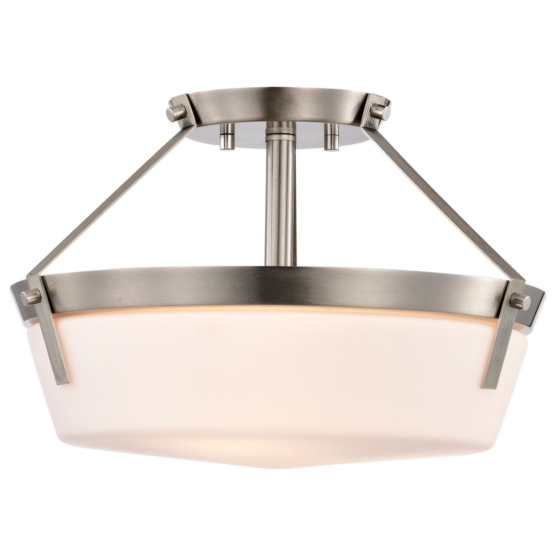 Rowen 15" 3 lights Semi-flush Mount, Brushed Nickel Finish - Bees Lighting