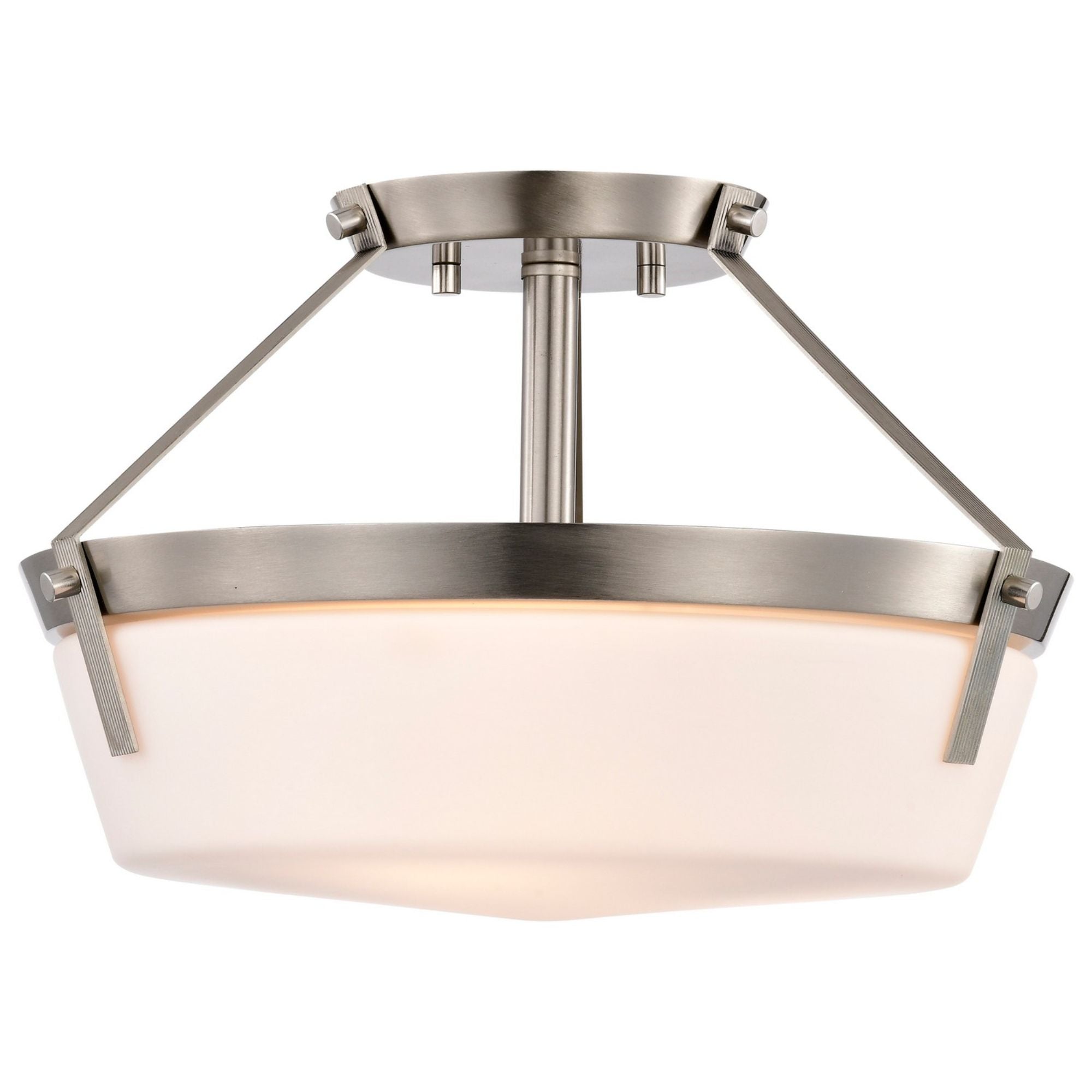Rowen 15" 3 lights Semi-flush Mount, Brushed Nickel Finish - Bees Lighting