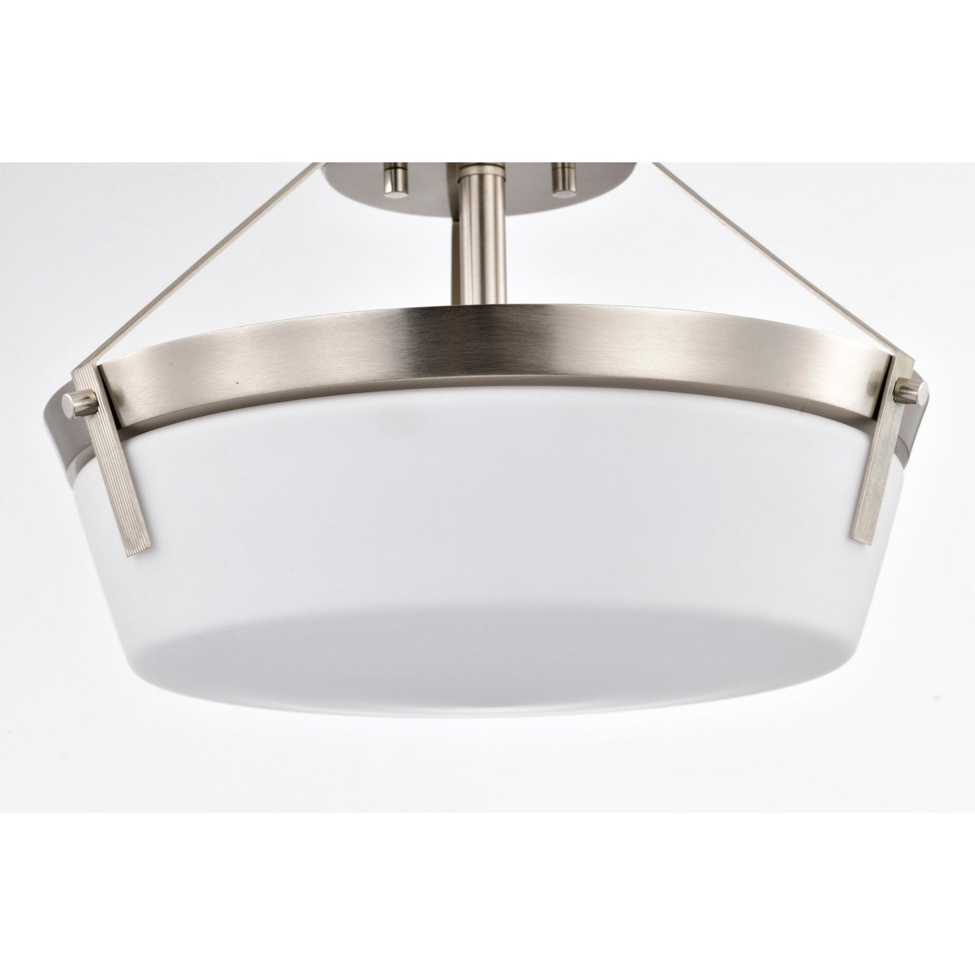 Rowen 15" 3 lights Semi-flush Mount, Brushed Nickel Finish - Bees Lighting