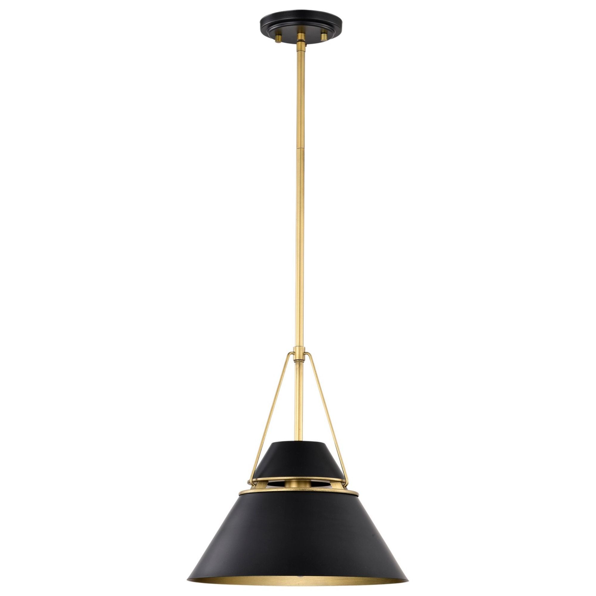 Adina 13" Pendant, Matte Black and Natural Brass Finish - Bees Lighting