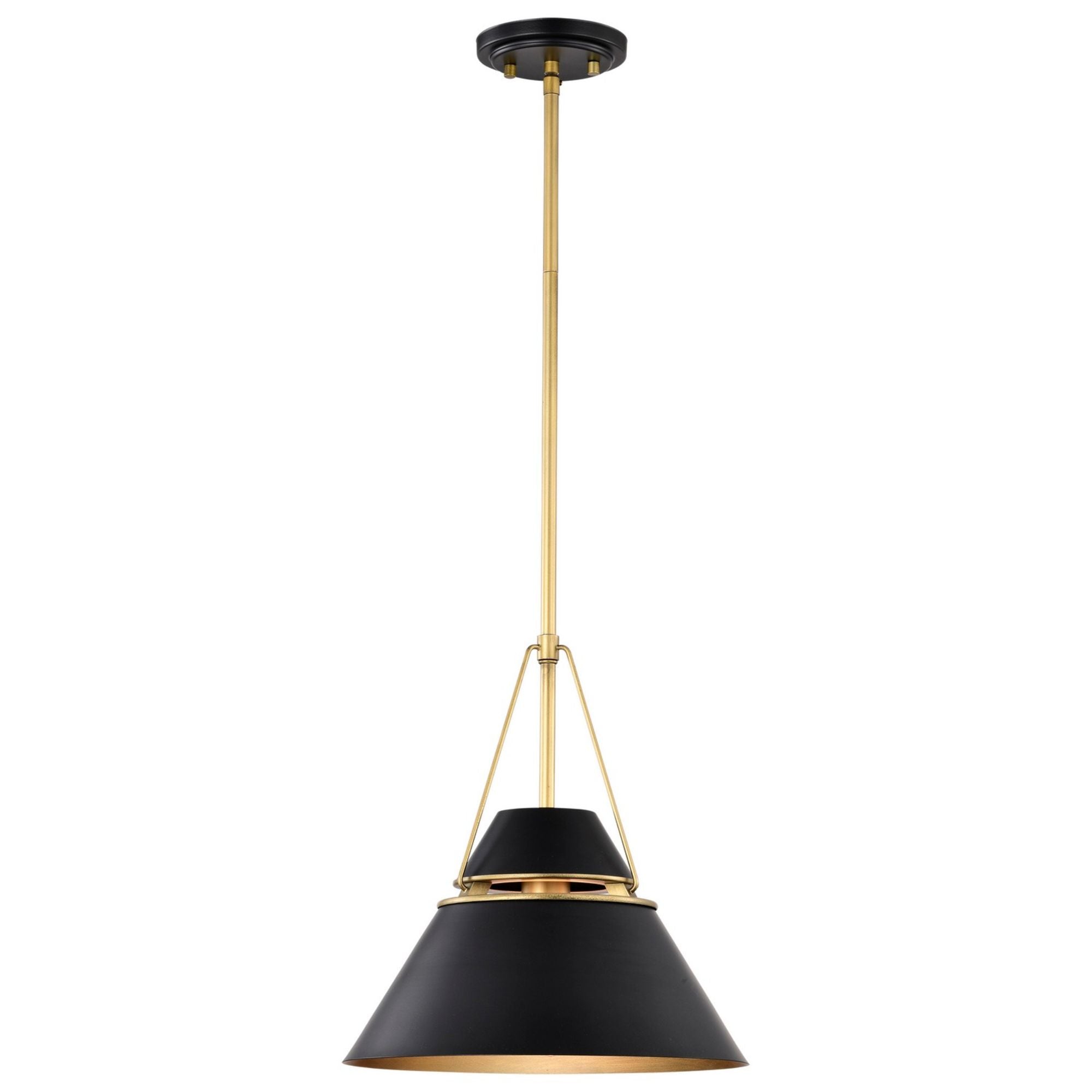 Adina 13" Pendant, Matte Black and Natural Brass Finish - Bees Lighting