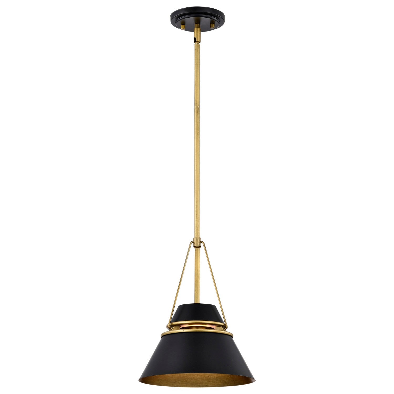 Adina 10 in. Pendant Light Matte Black and Natural Brass Finish - Bees Lighting