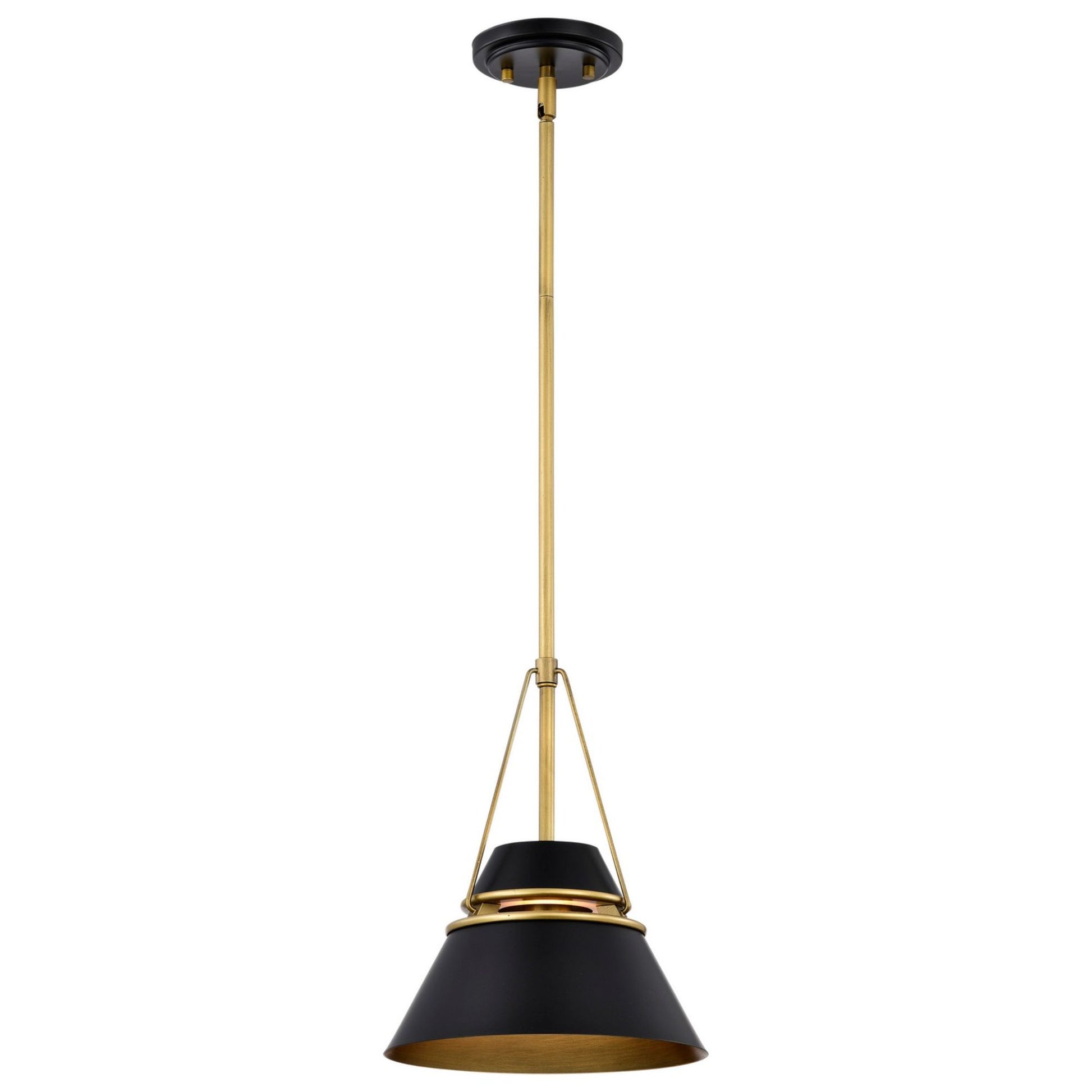Adina 10" Pendant, Matte Black and Natural Brass Finish - Bees Lighting