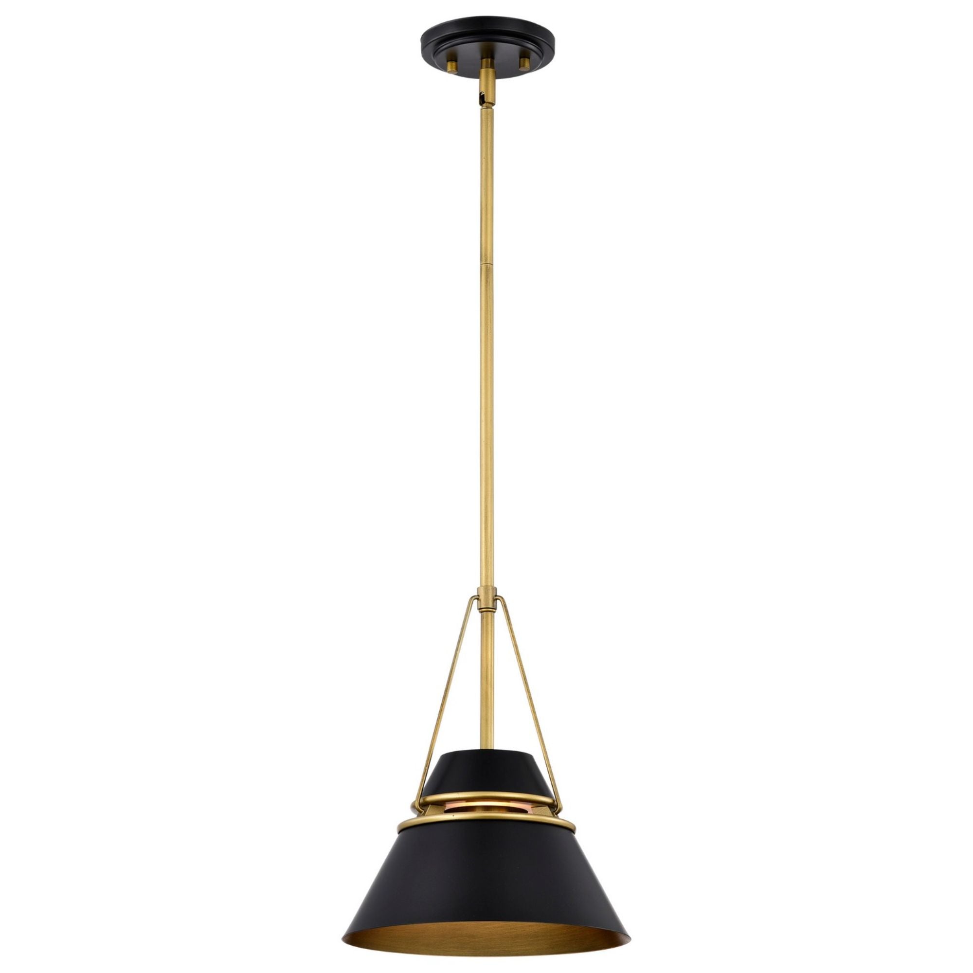 Adina 10" Pendant, Matte Black and Natural Brass Finish - Bees Lighting
