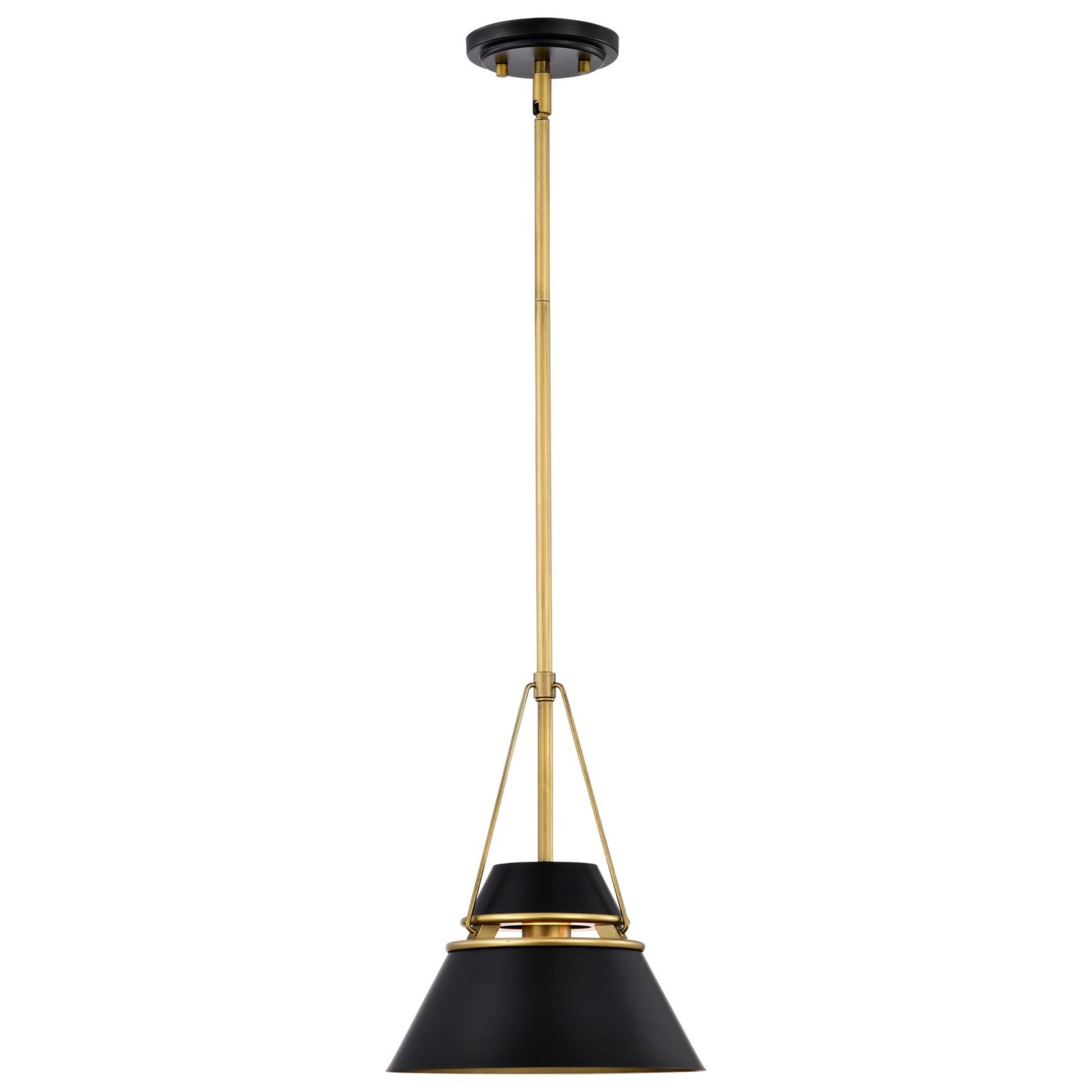 Adina 10" Pendant, Matte Black and Natural Brass Finish - Bees Lighting