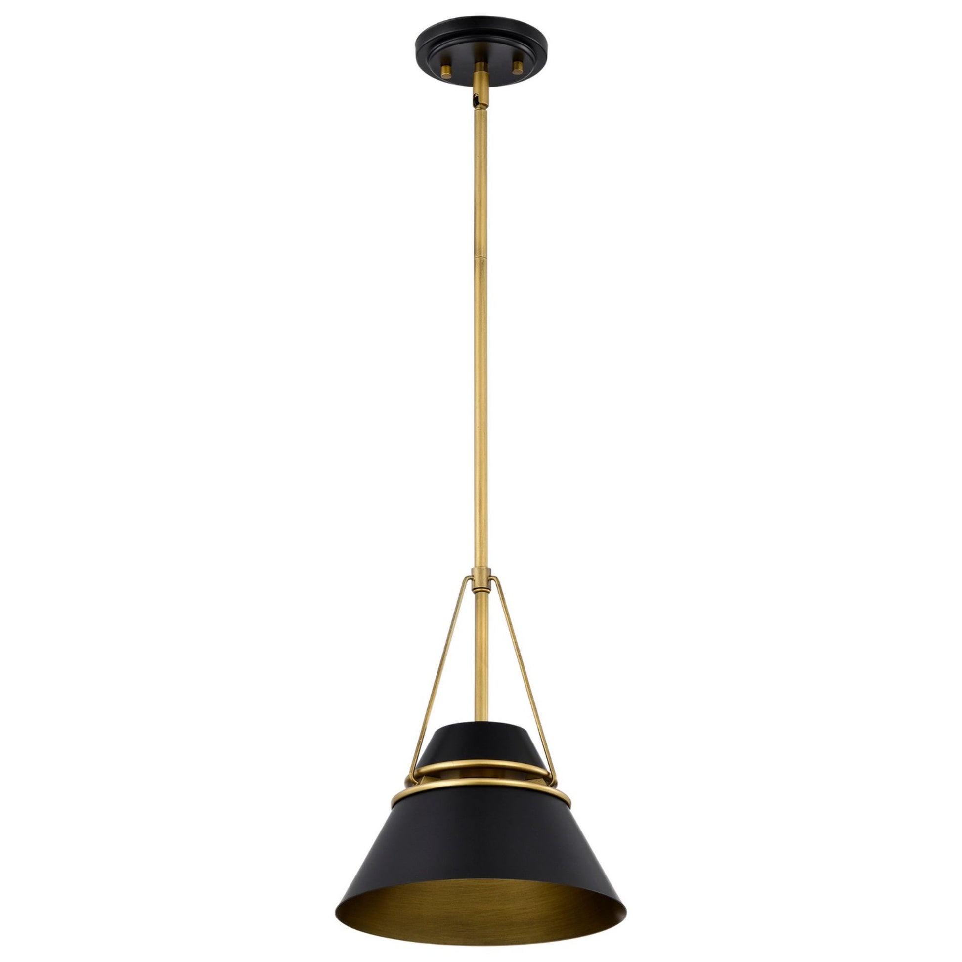 Adina 10" Pendant, Matte Black and Natural Brass Finish - Bees Lighting