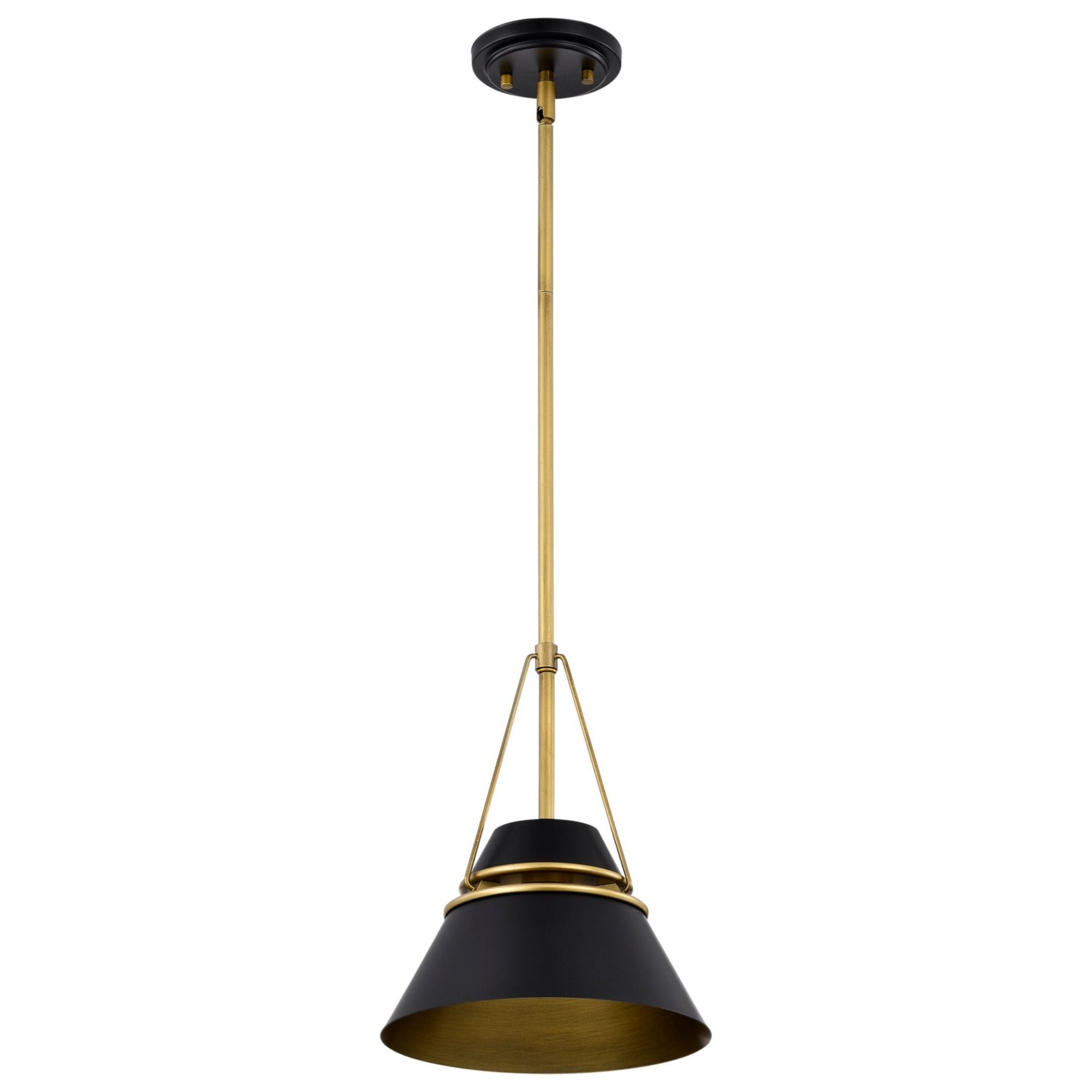 Adina 10" Pendant, Matte Black and Natural Brass Finish - Bees Lighting