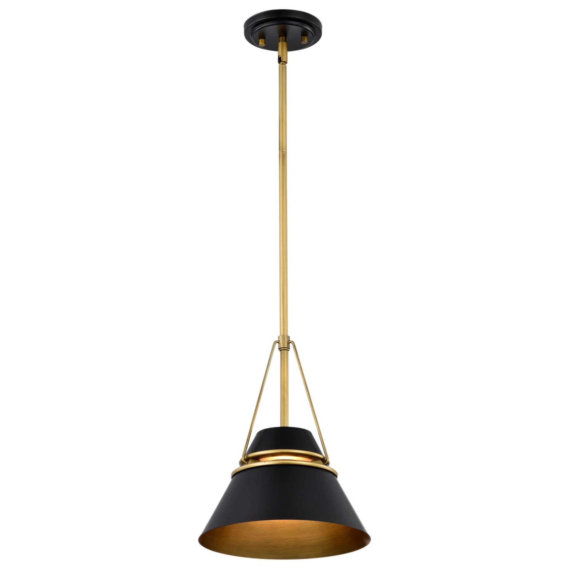 Adina 10" Pendant, Matte Black and Natural Brass Finish - Bees Lighting