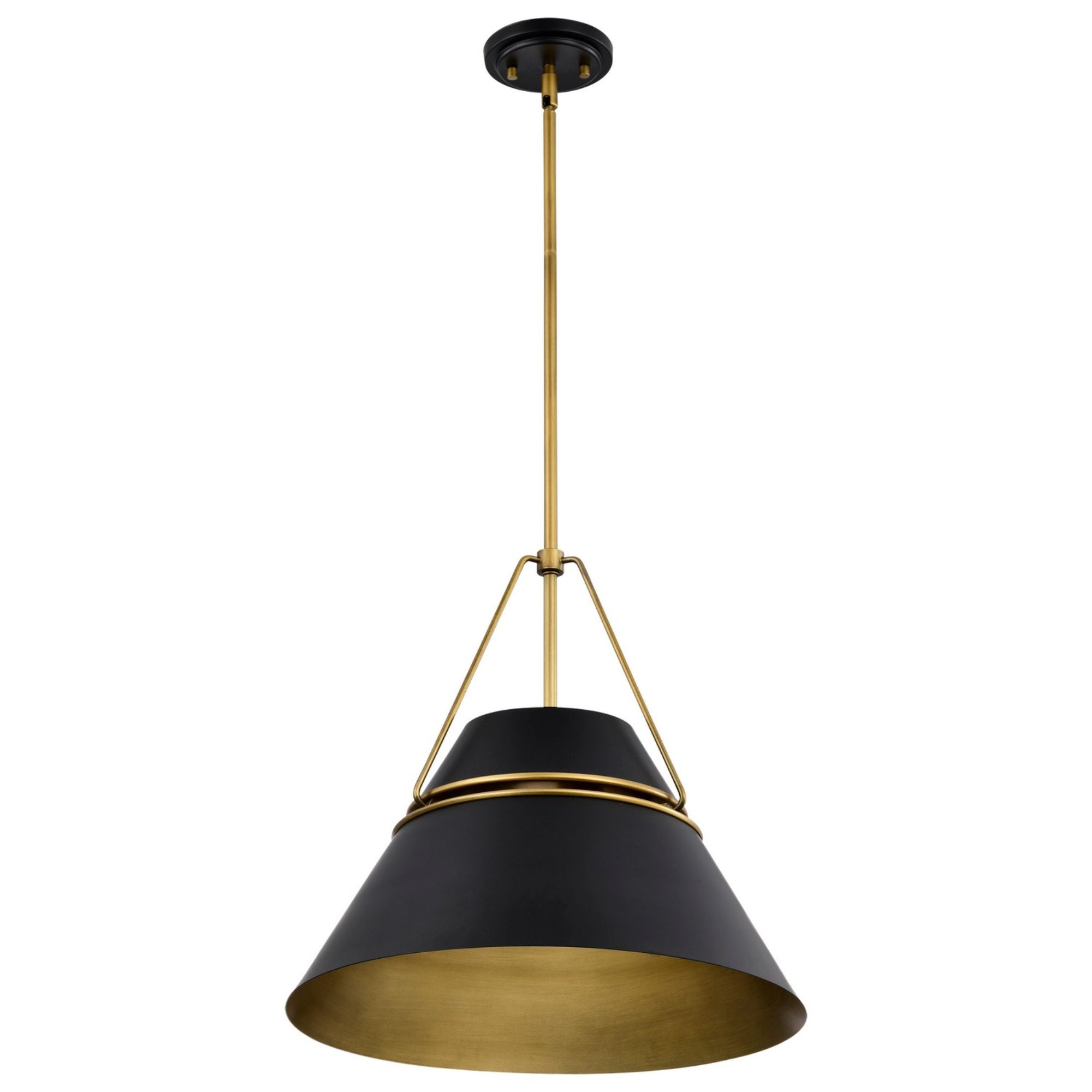 Adina 18" 3 lights Pendant, Matte Black and Natural Brass Finish - Bees Lighting