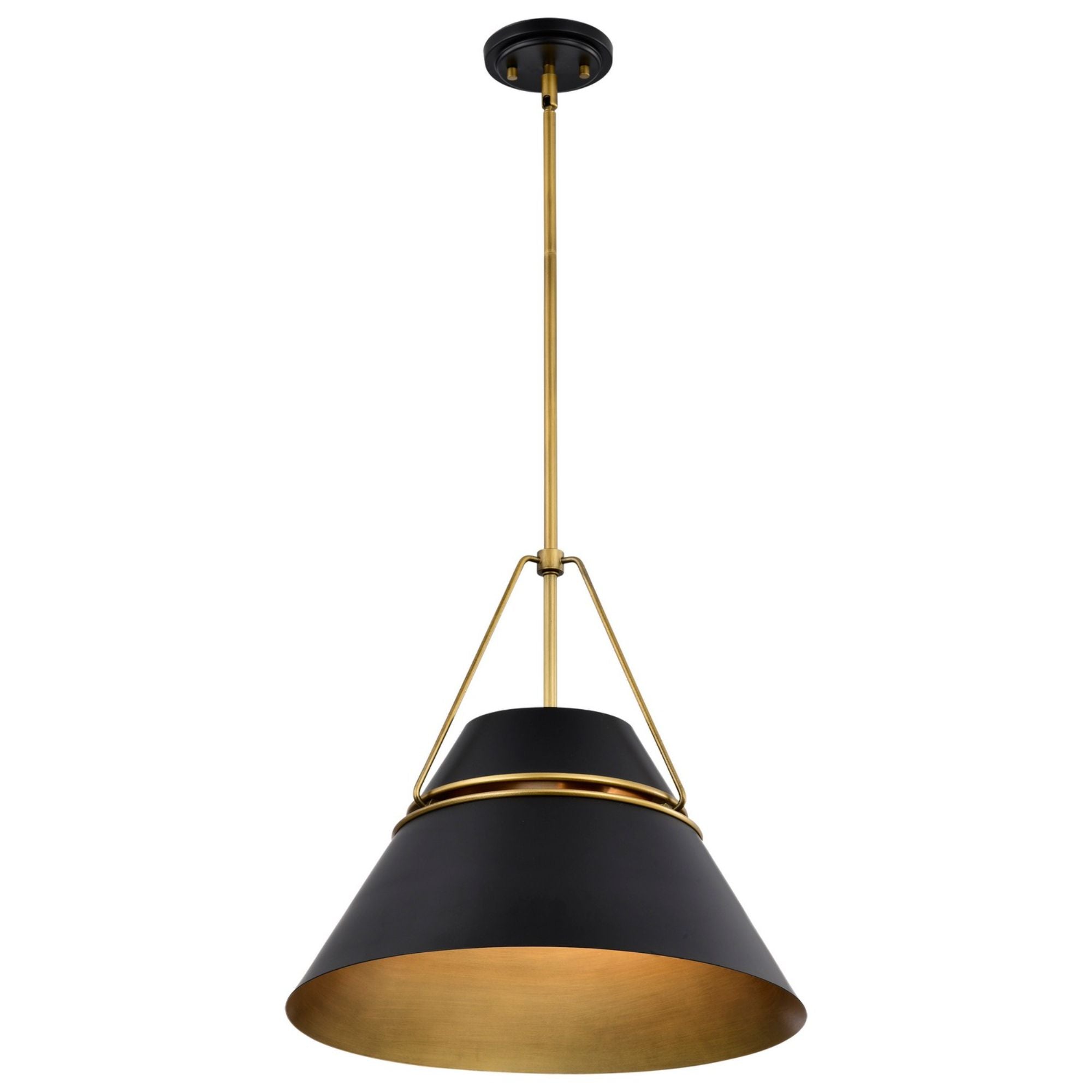Adina 18" 3 lights Pendant, Matte Black and Natural Brass Finish - Bees Lighting