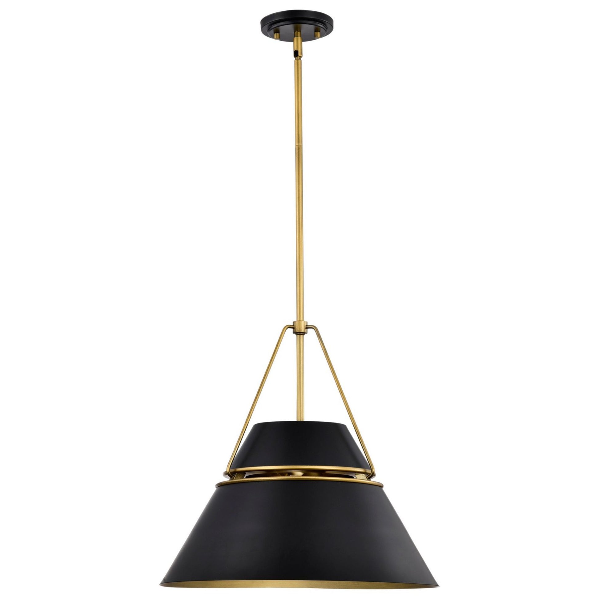 Adina 18" 3 lights Pendant, Matte Black and Natural Brass Finish - Bees Lighting