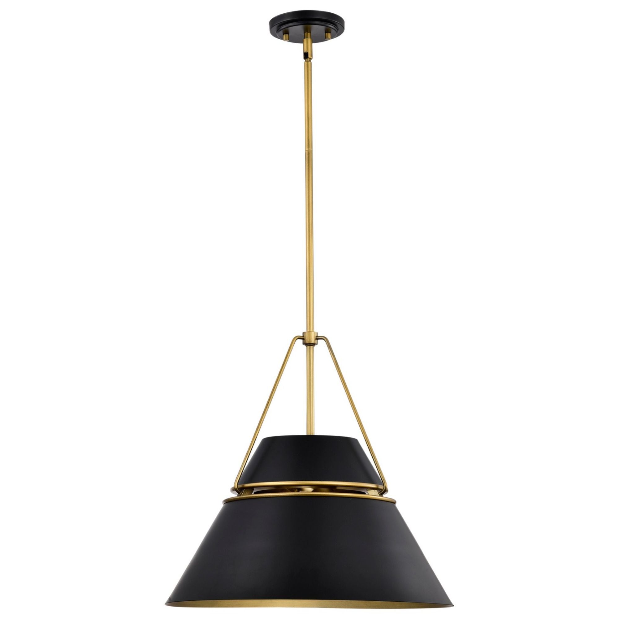 Adina 18" 3 lights Pendant, Matte Black and Natural Brass Finish - Bees Lighting