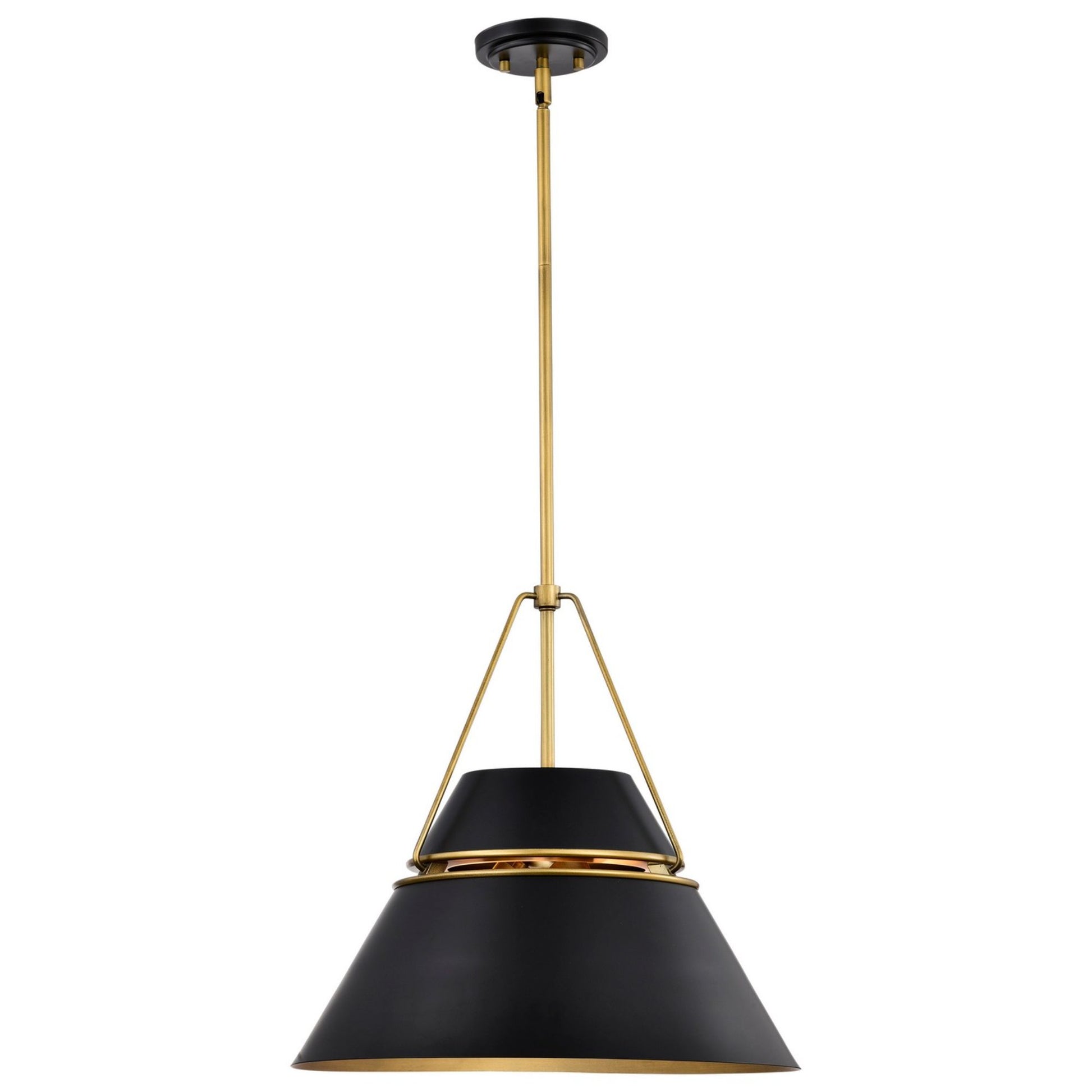 Adina 18" 3 lights Pendant, Matte Black and Natural Brass Finish - Bees Lighting