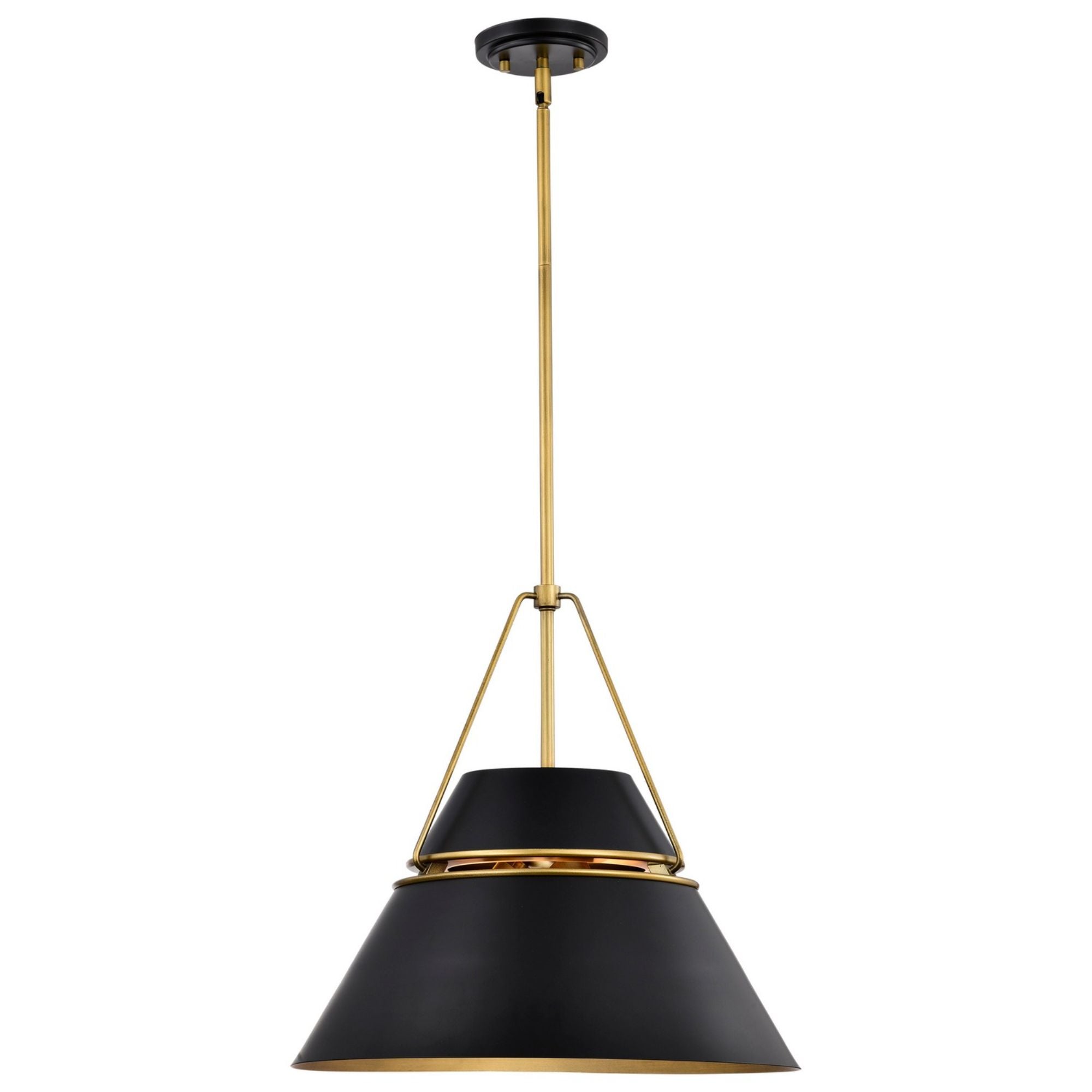 Adina 18" 3 lights Pendant, Matte Black and Natural Brass Finish - Bees Lighting