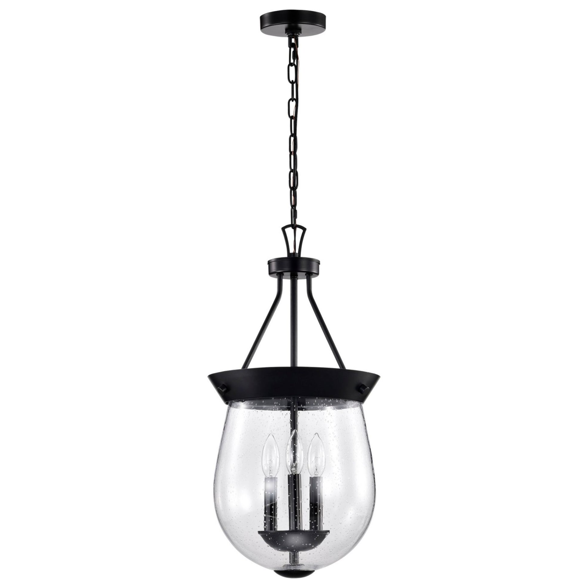 Boliver 12 in. 3 lights Pendant Light Matte Black Finish - Bees Lighting
