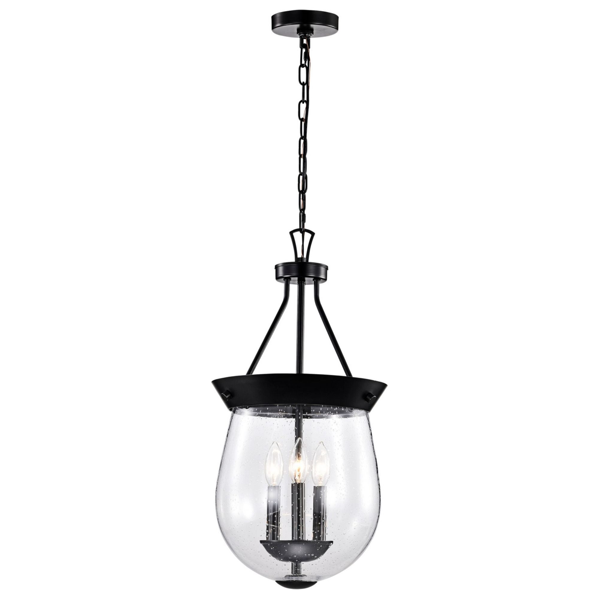Boliver 12 in. 3 lights Pendant Light Matte Black Finish - Bees Lighting