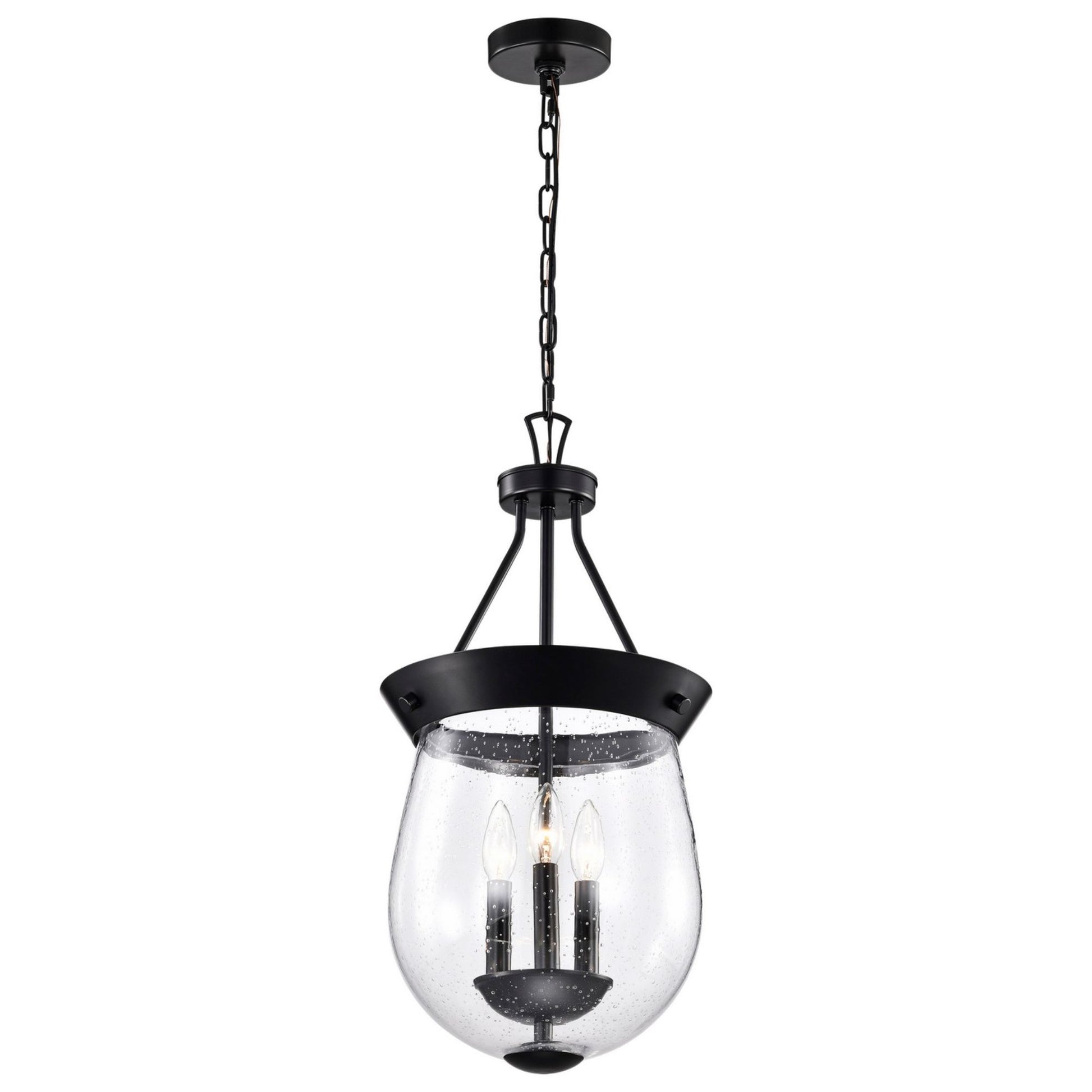 Boliver 12 in. 3 lights Pendant Light Matte Black Finish - Bees Lighting