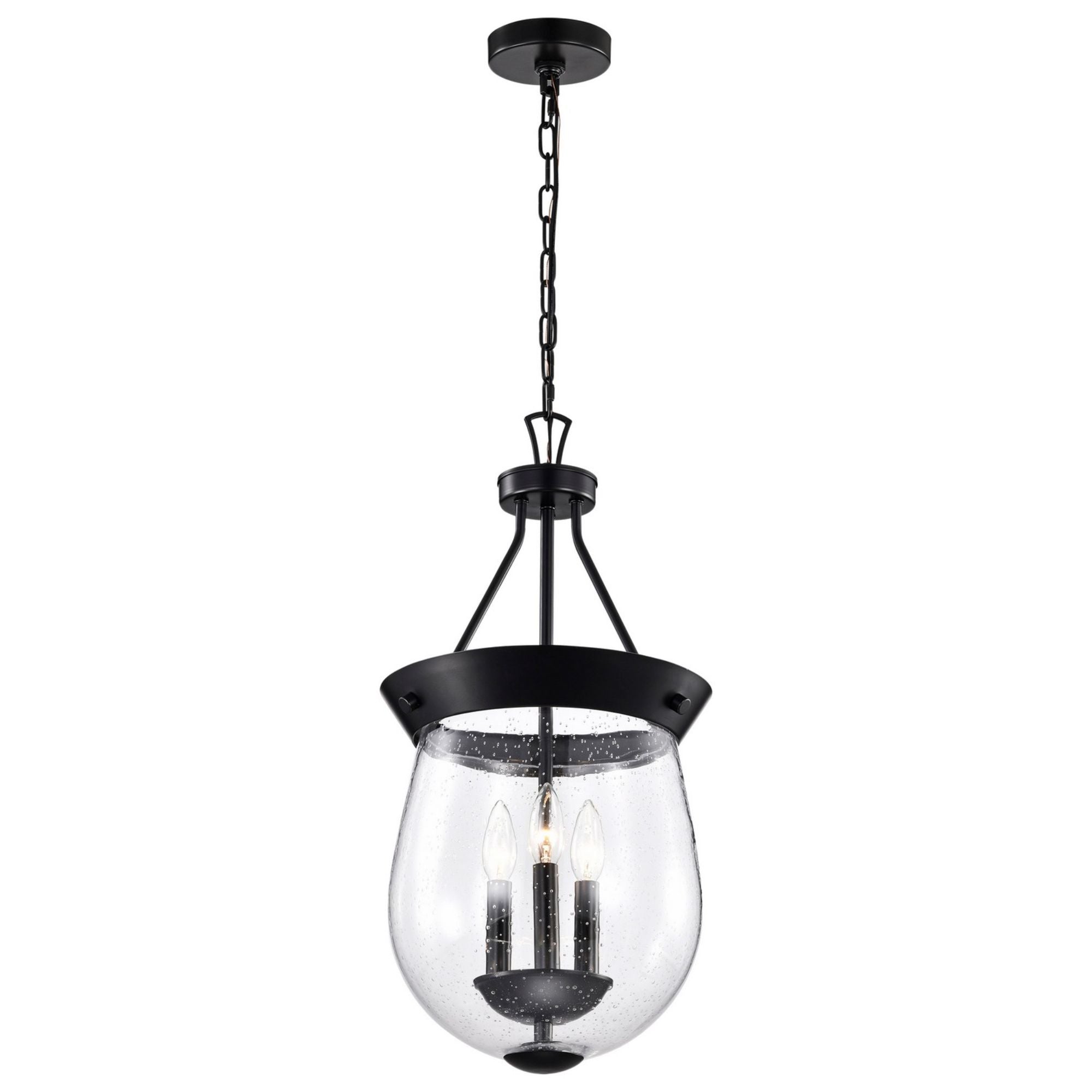Boliver 12 in. 3 lights Pendant Light Matte Black Finish - Bees Lighting