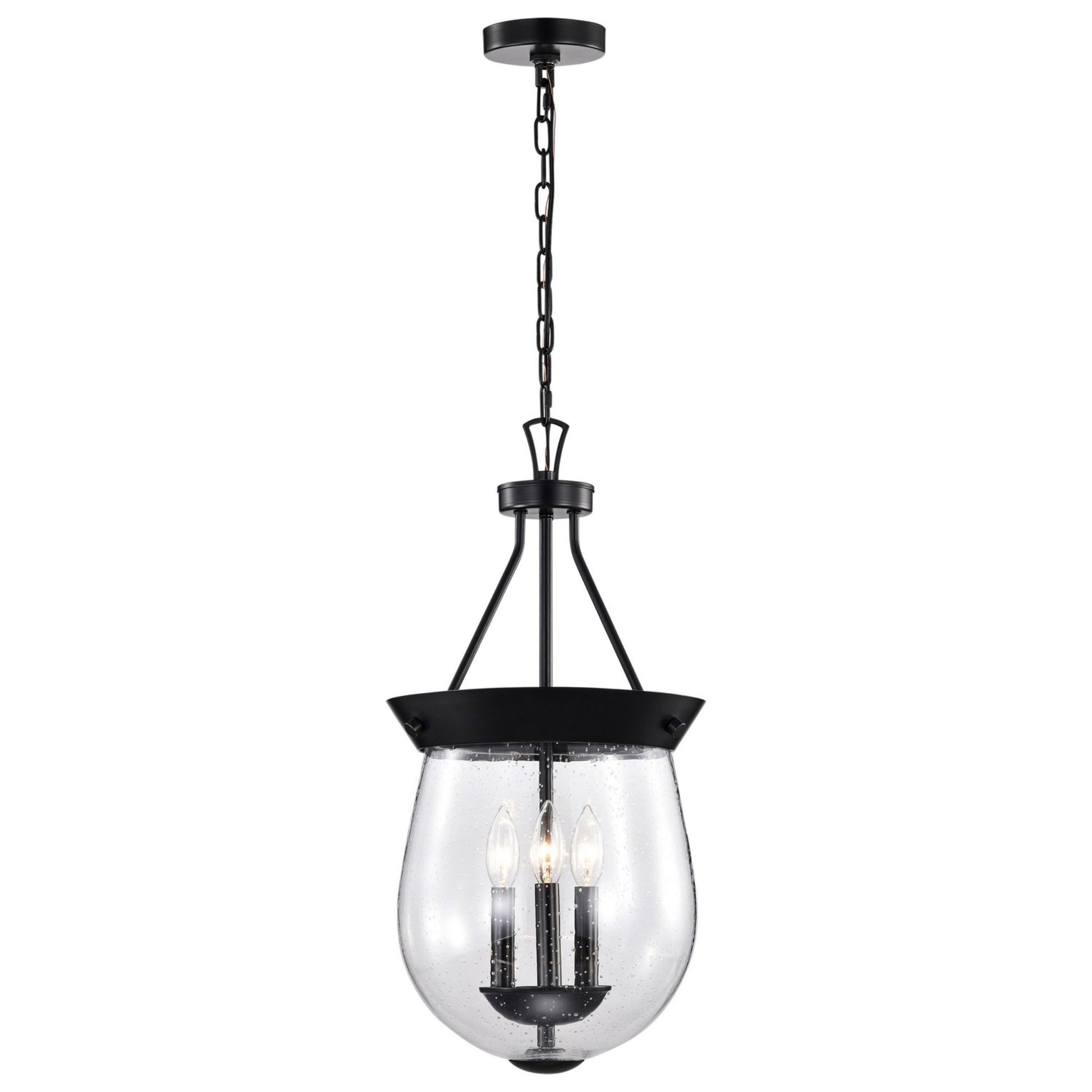 Boliver 12 in. 3 lights Pendant Light Matte Black Finish - Bees Lighting