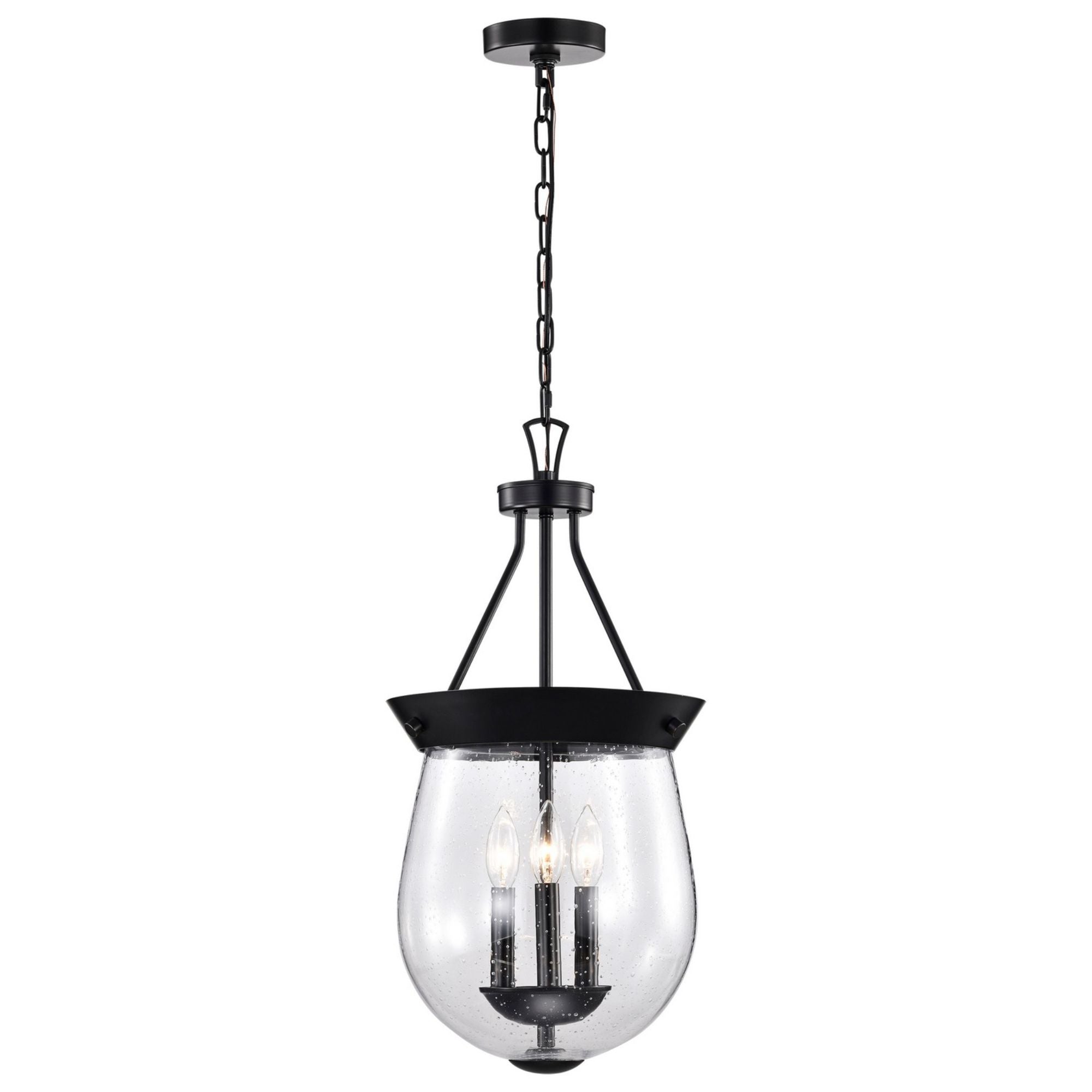Boliver 12 in. 3 lights Pendant Light Matte Black Finish - Bees Lighting