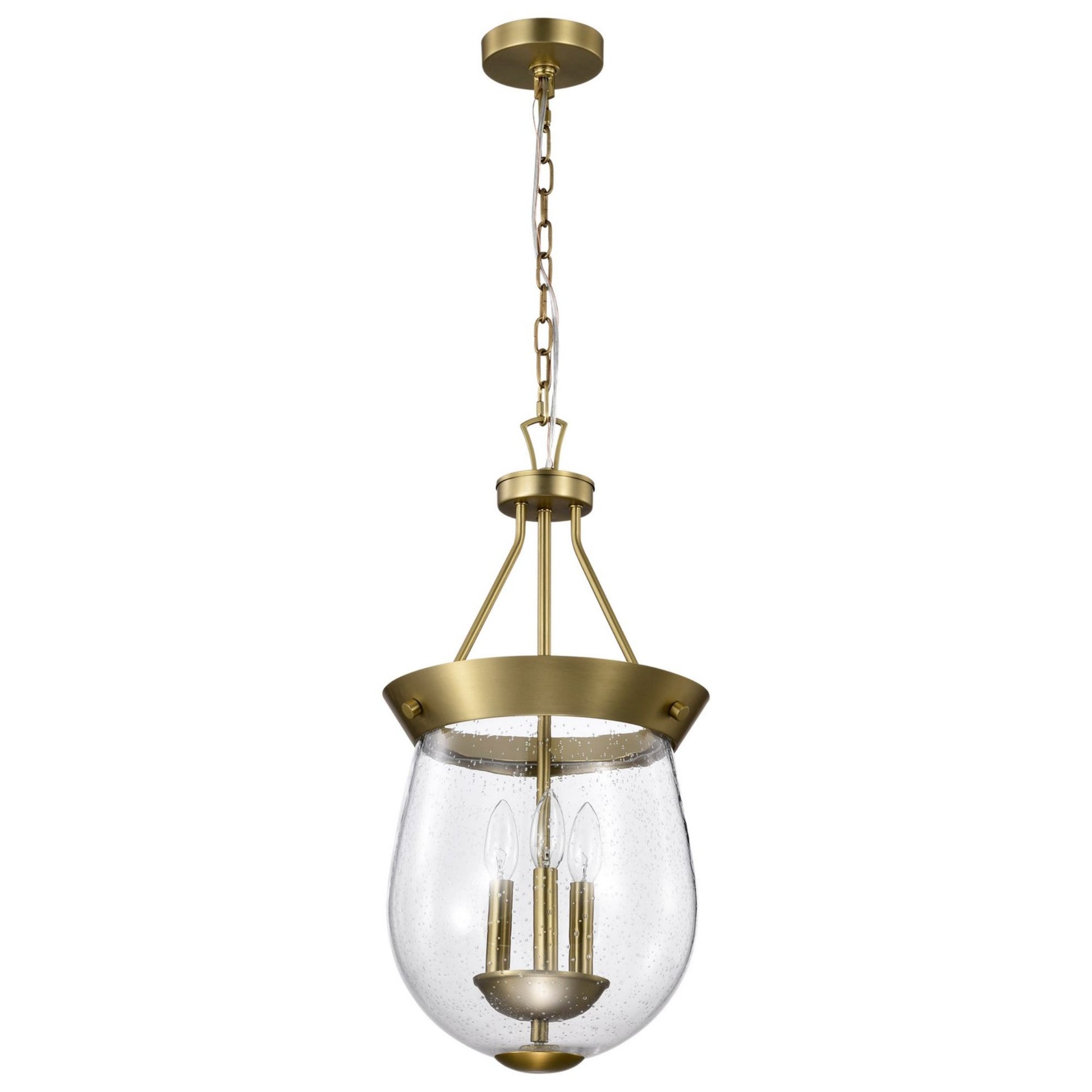 Boliver 12" 3 lights Pendant, Vintage Brass Finish - Bees Lighting