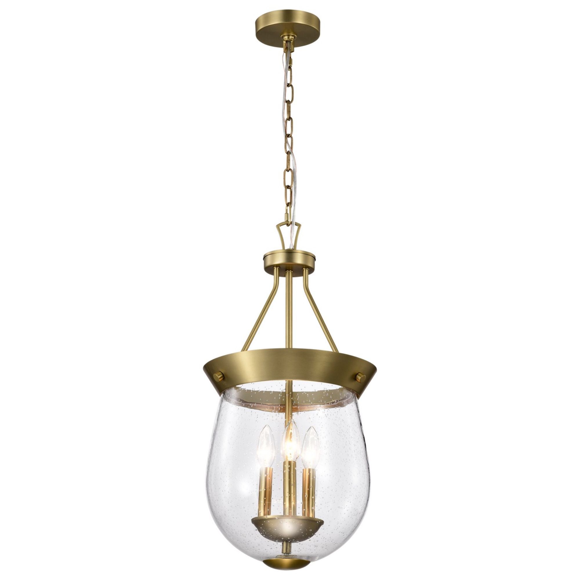 Boliver 12" 3 lights Pendant, Vintage Brass Finish - Bees Lighting