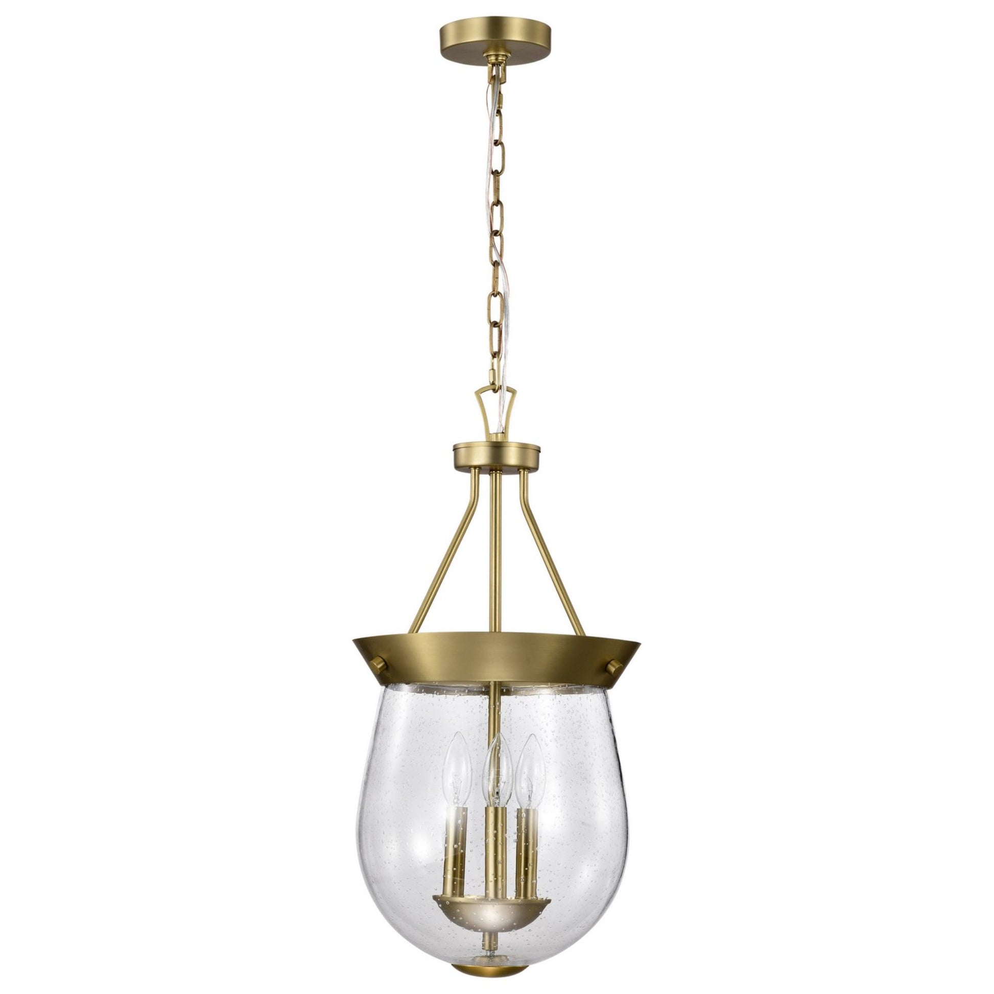 Boliver 12" 3 lights Pendant, Vintage Brass Finish - Bees Lighting