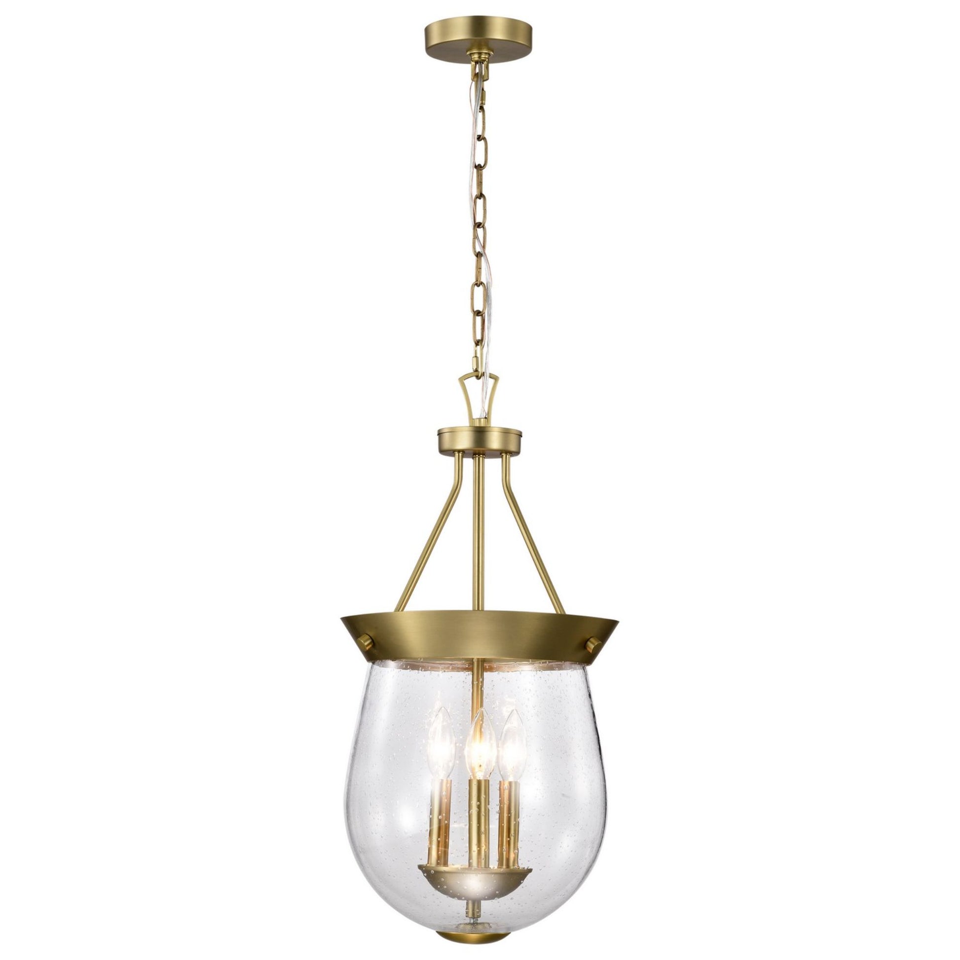 Boliver 12" 3 lights Pendant, Vintage Brass Finish - Bees Lighting