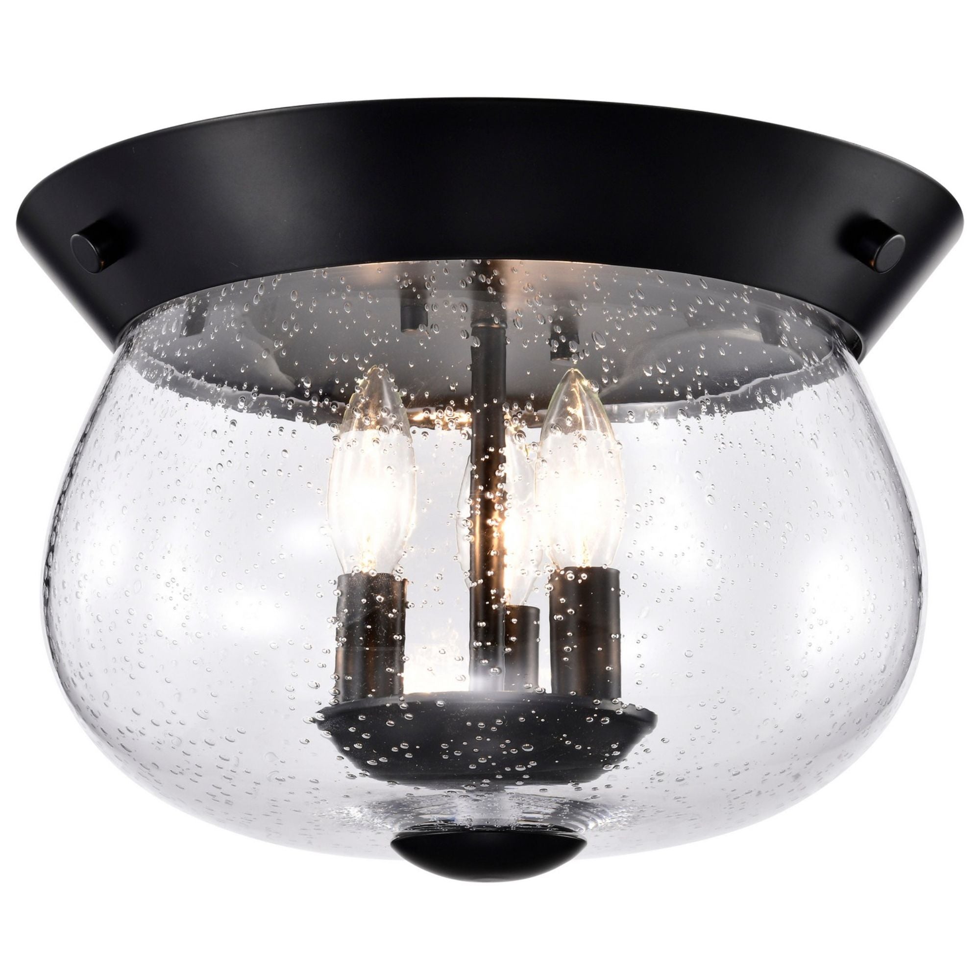 Boliver 14" 3 lights Flush Mount, Matte Black Finish - Bees Lighting
