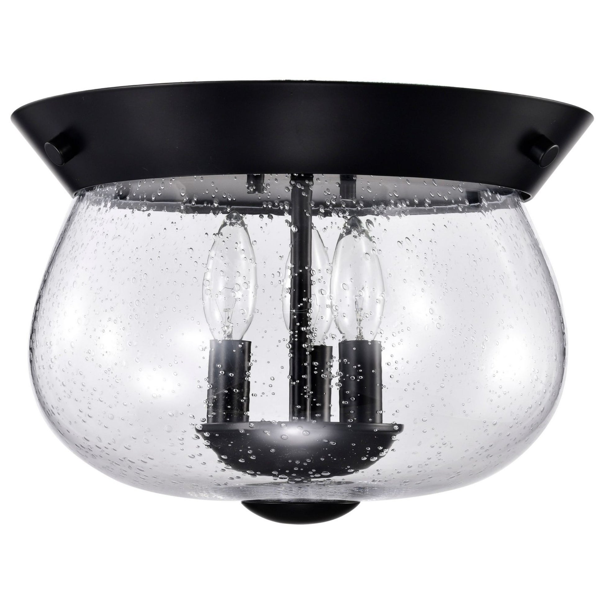 Boliver 14" 3 lights Flush Mount, Matte Black Finish - Bees Lighting
