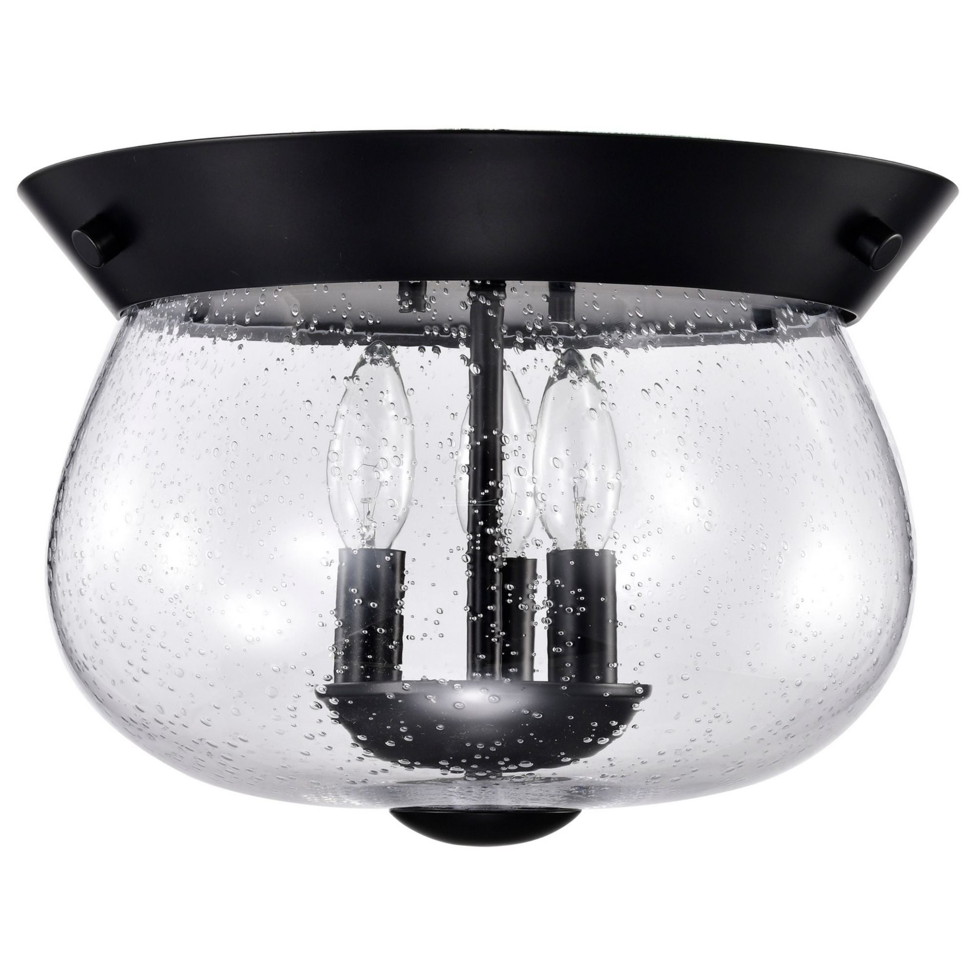 Boliver 14" 3 lights Flush Mount, Matte Black Finish - Bees Lighting