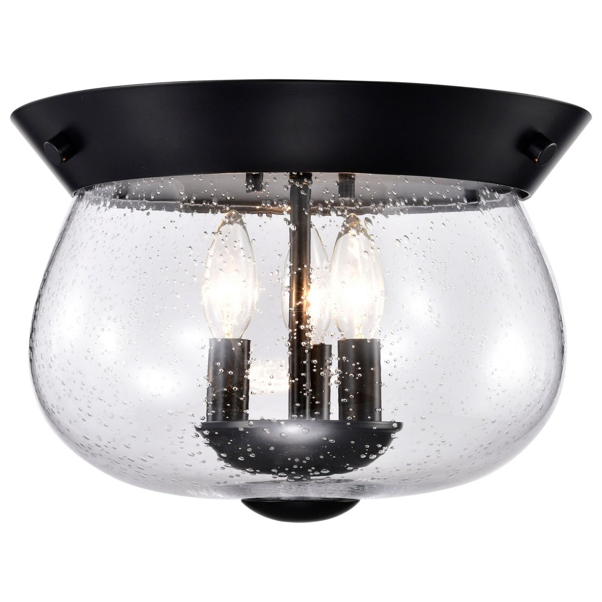 Boliver 14" 3 lights Flush Mount, Matte Black Finish - Bees Lighting