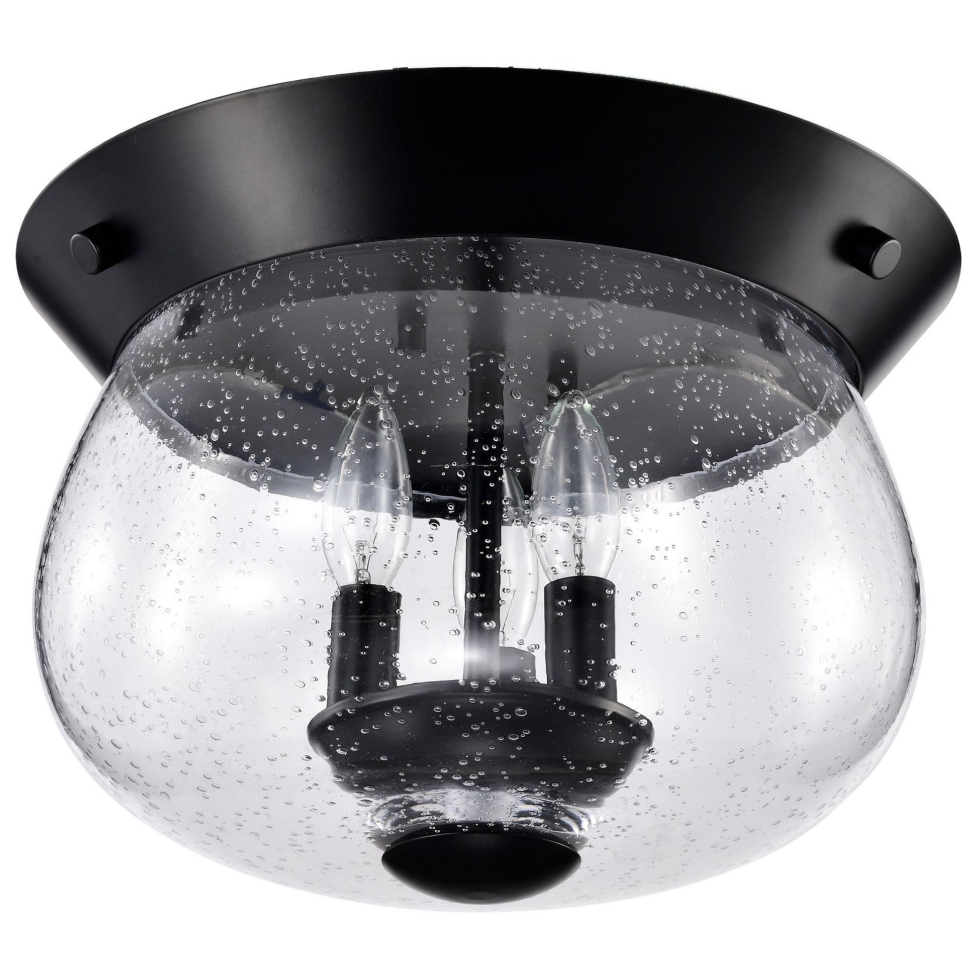 Boliver 14" 3 lights Flush Mount, Matte Black Finish - Bees Lighting