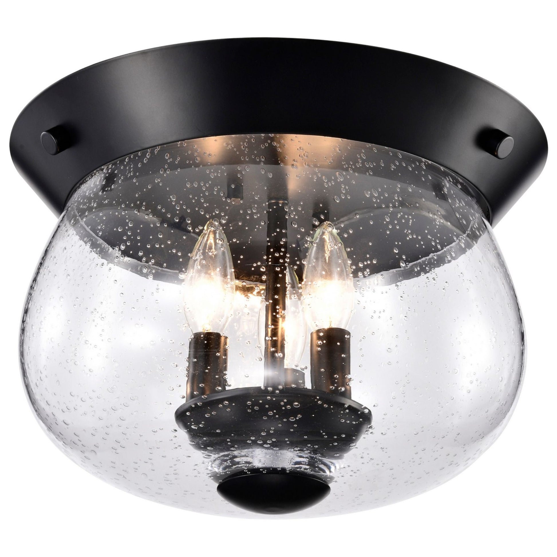 Boliver 14" 3 lights Flush Mount, Matte Black Finish - Bees Lighting