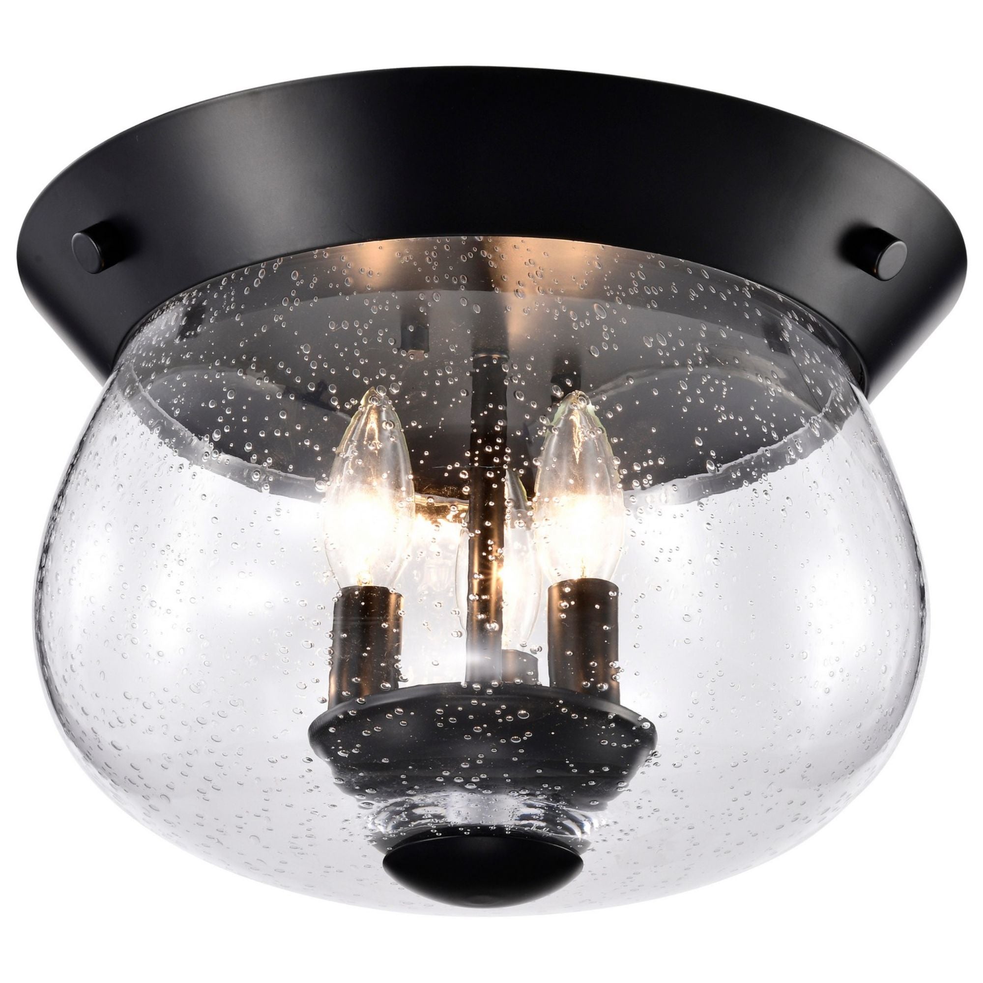 Boliver 14" 3 lights Flush Mount, Matte Black Finish - Bees Lighting