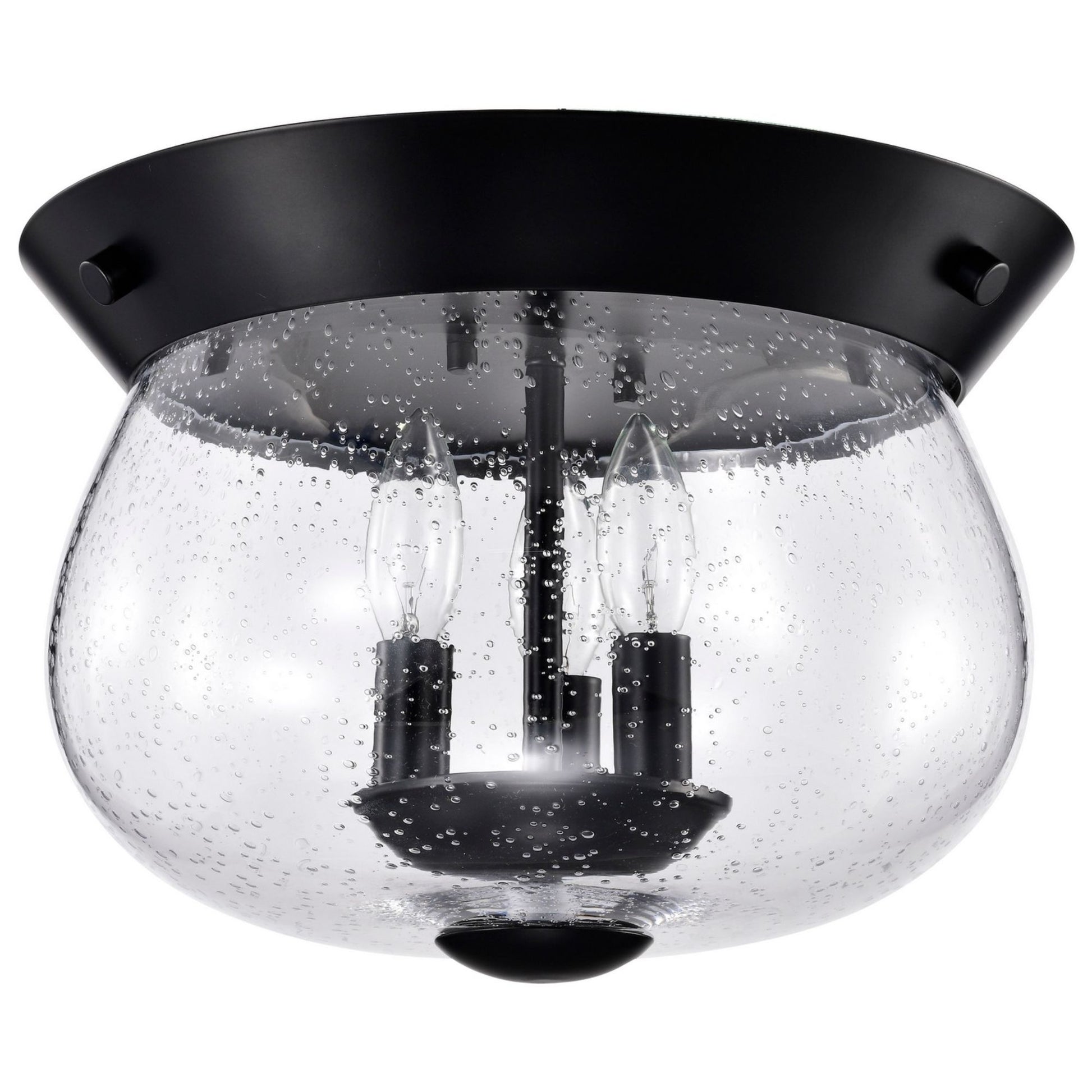 Boliver 14 in. 3 Lights Flush Mount Light, Clear Seeded Glass - Bees Lighting