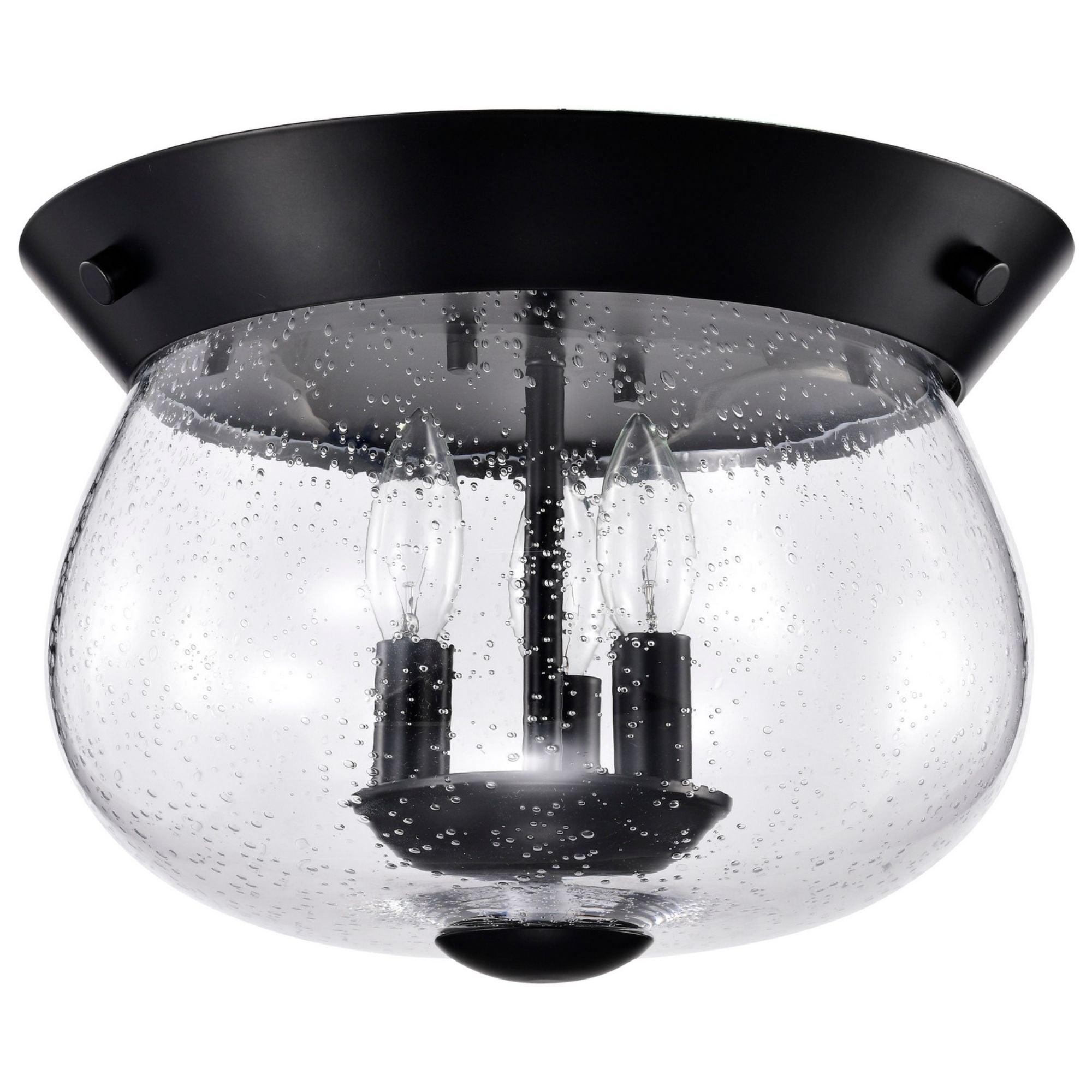 Boliver 14 in. 3 Lights Flush Mount Light, Clear Seeded Glass - Bees Lighting