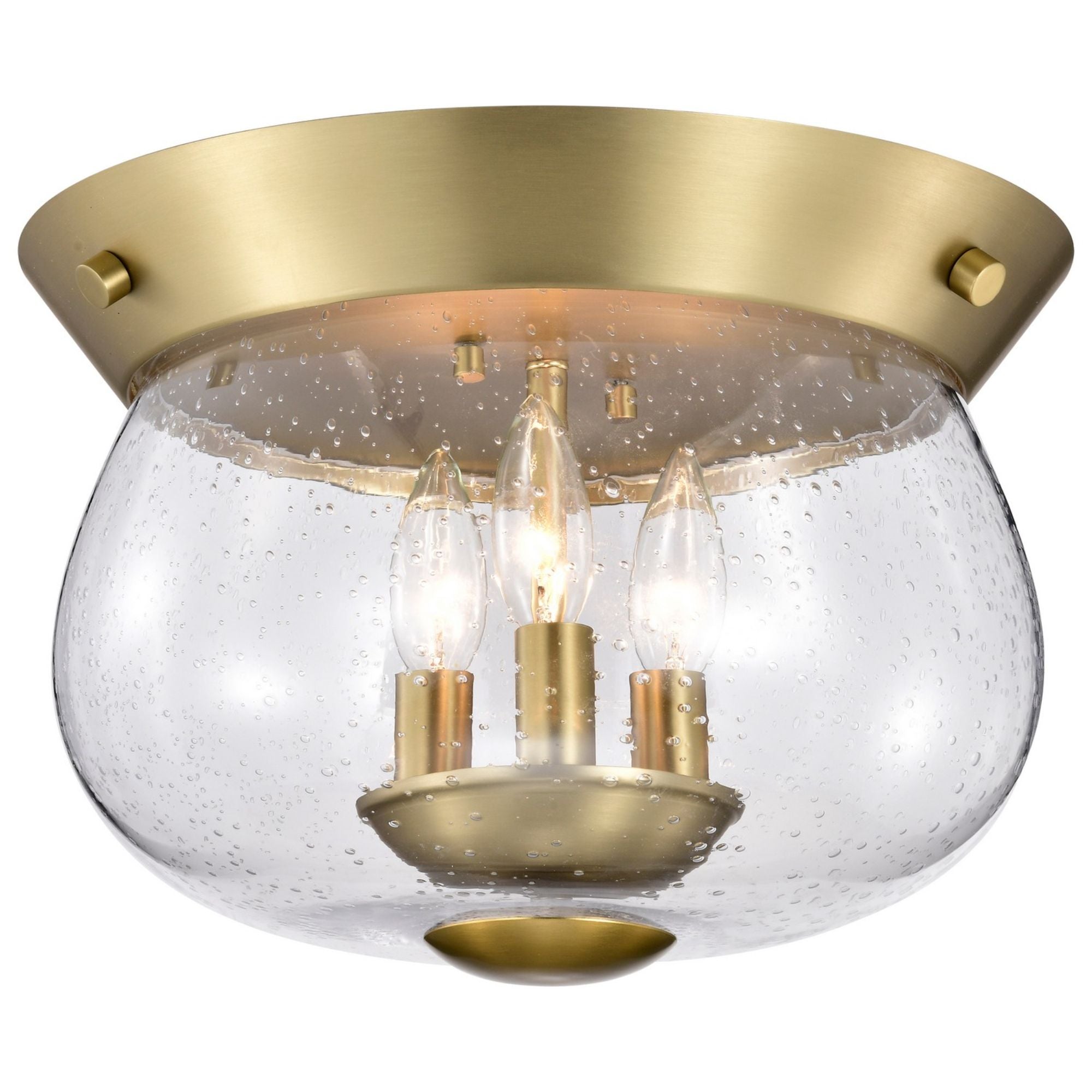 Boliver 14" 3 lights Flush Mount, Vintage Brass Finish - Bees Lighting