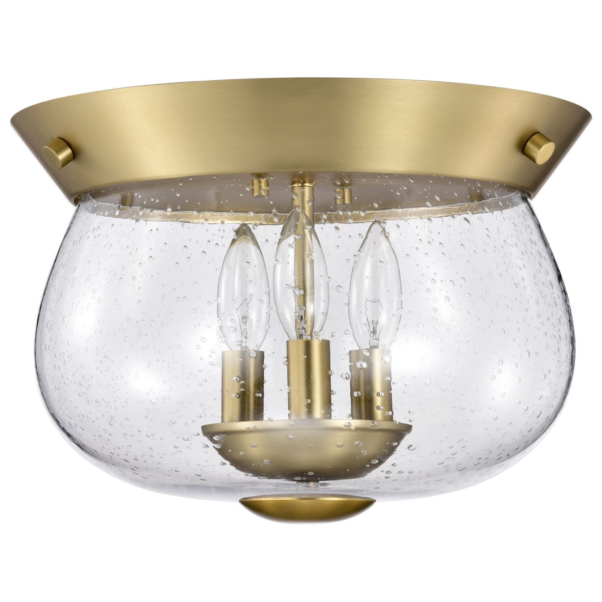 Boliver 14" 3 lights Flush Mount, Vintage Brass Finish - Bees Lighting