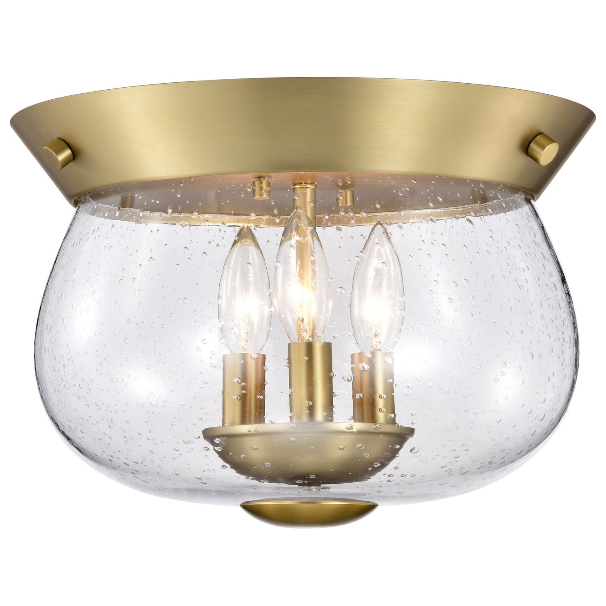 Boliver 14" 3 lights Flush Mount, Vintage Brass Finish - Bees Lighting