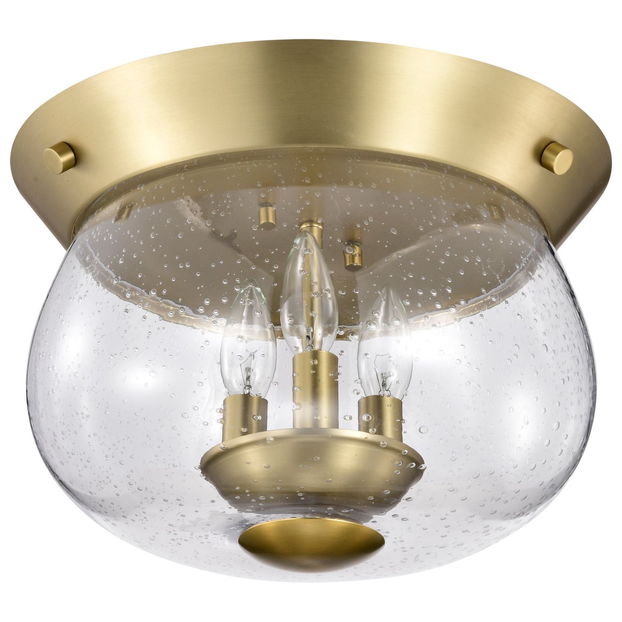 Boliver 14" 3 lights Flush Mount, Vintage Brass Finish - Bees Lighting