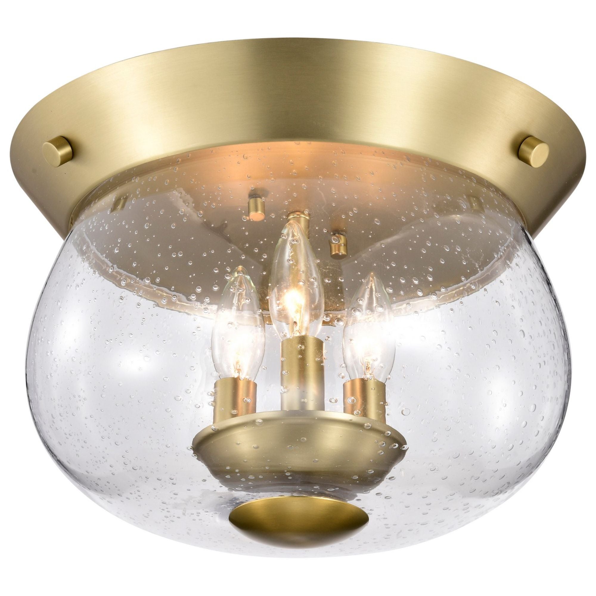 Boliver 14" 3 lights Flush Mount, Vintage Brass Finish - Bees Lighting